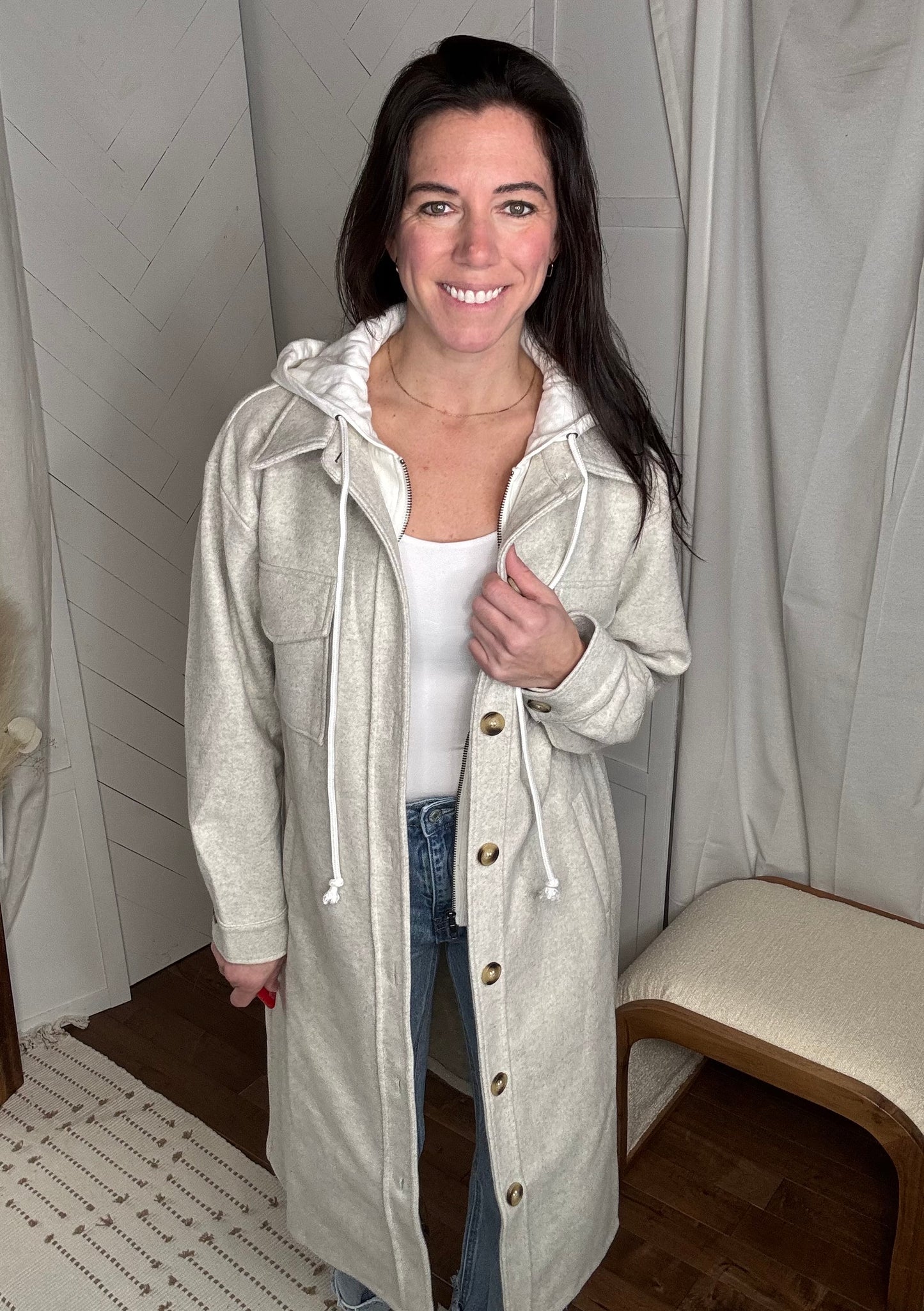 Twofer Hoodie Jacket: Oatmeal