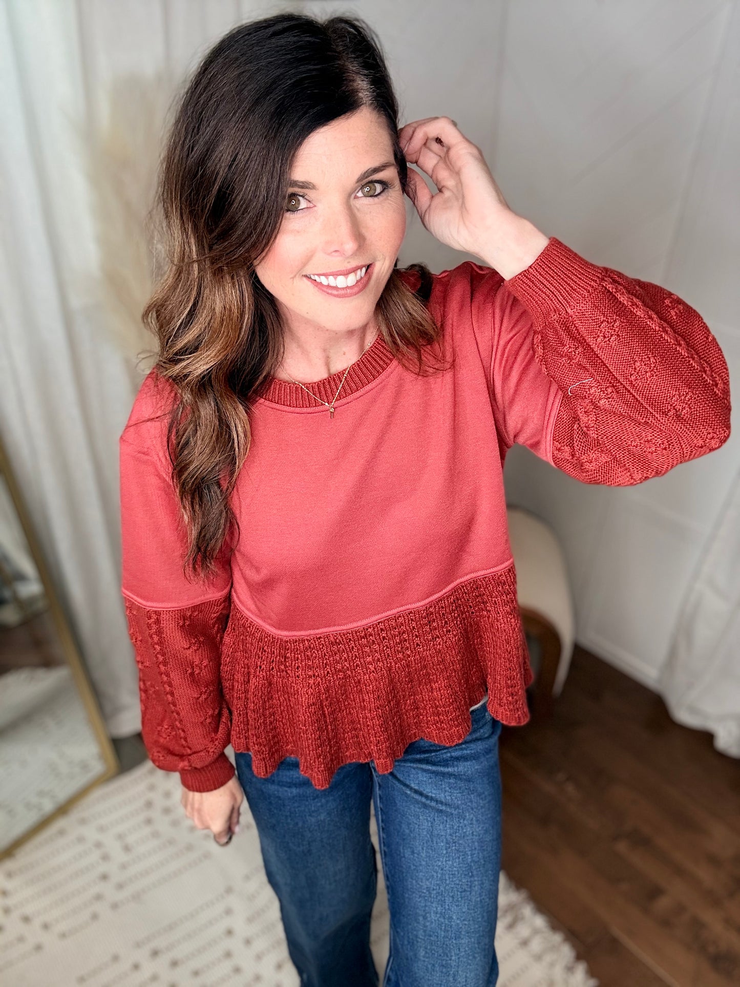 Brick Autumn Mixed Sweater