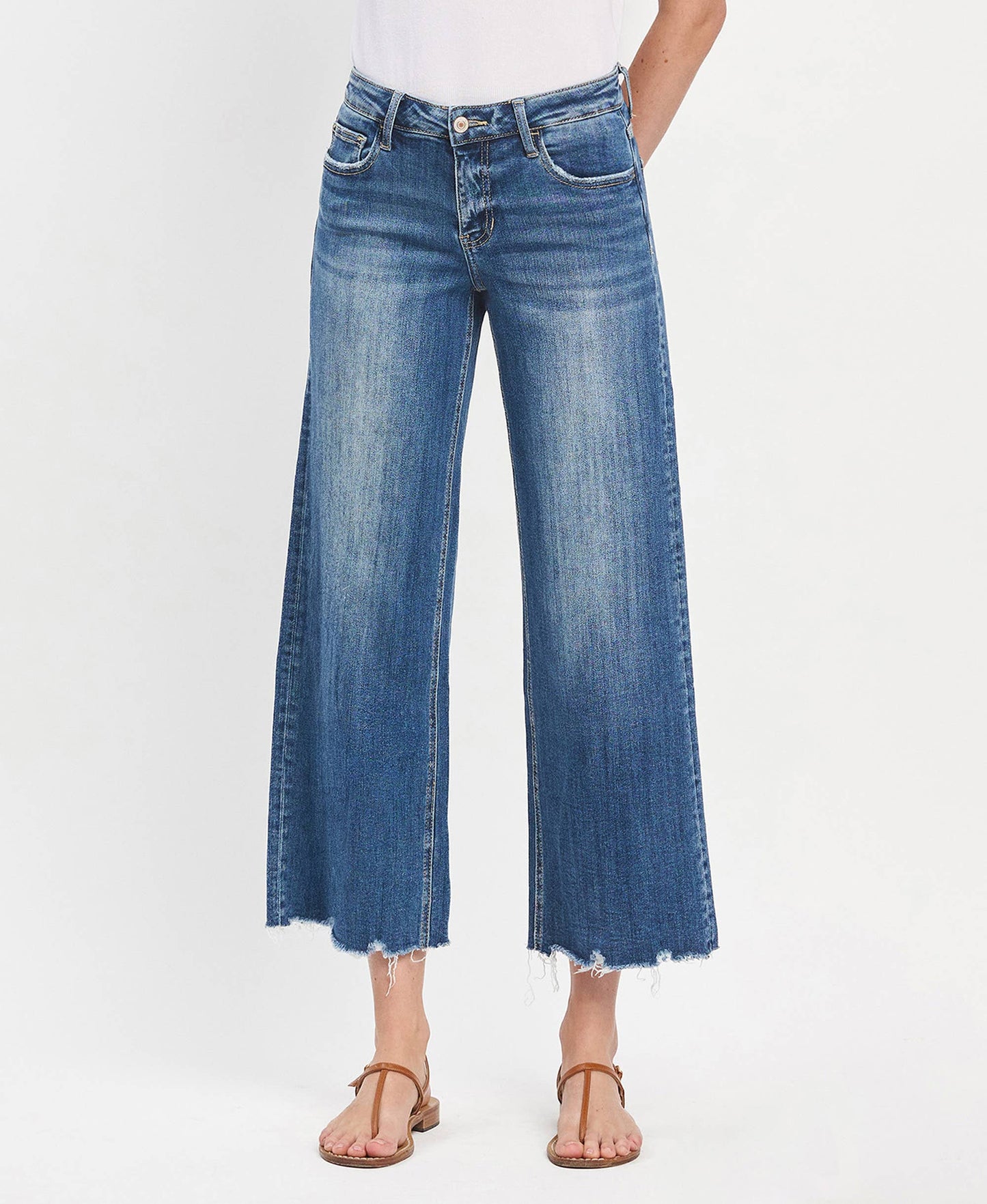 Loveret46: Mid Rise Raw Hem Jeans