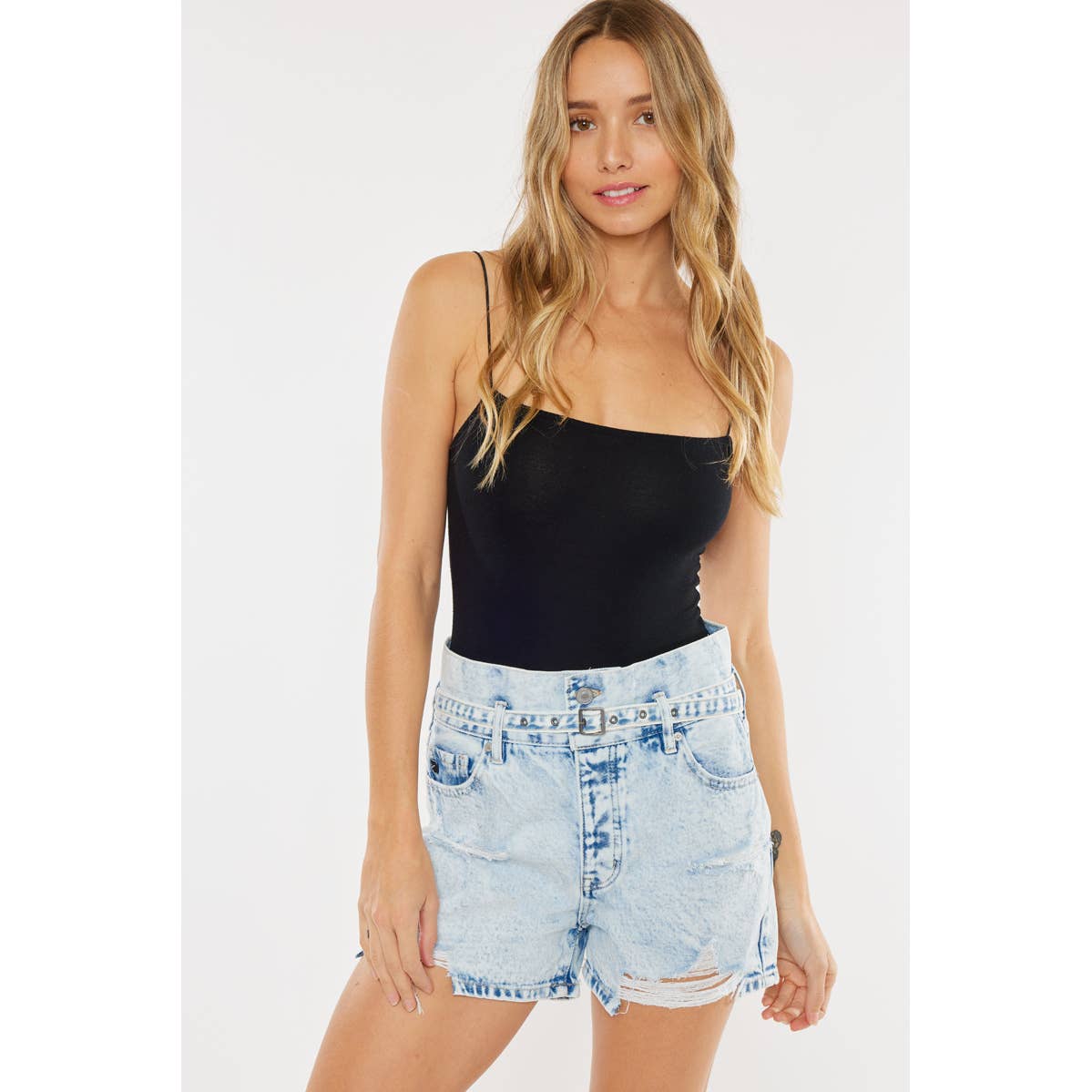 KanCan51: Ultra High Rise Stone Washed Shorts