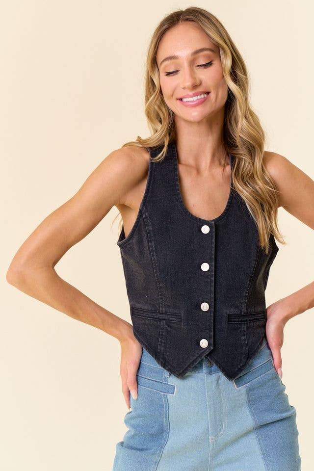 Midnight Edge Denim Vest