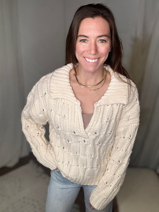 Cozy Cream Collared Sweater