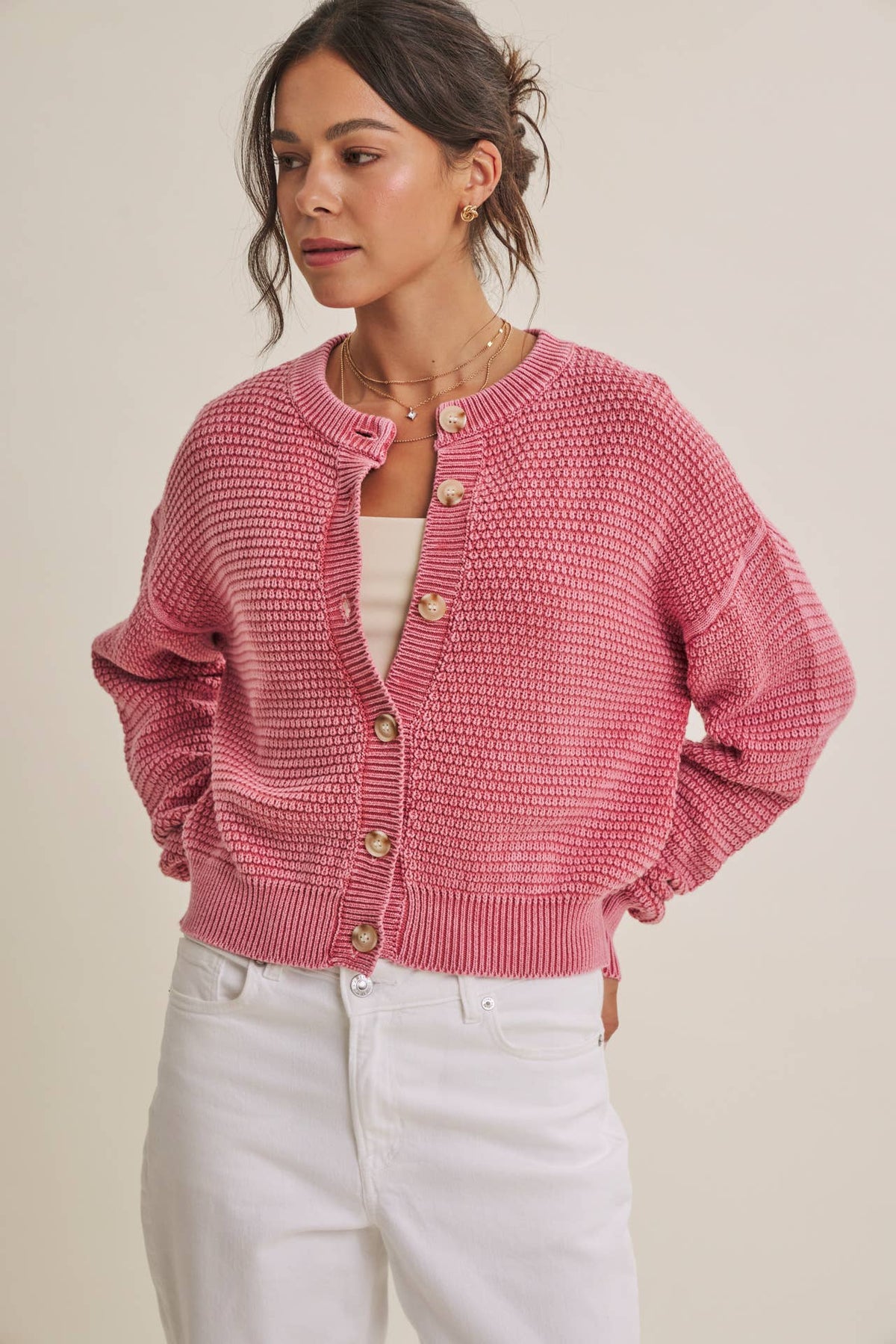 Pale Pink Wendy Button Down Cardigan