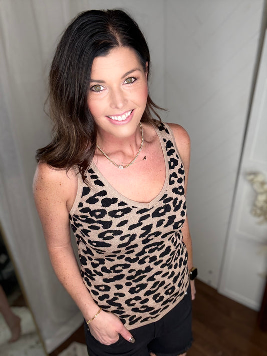 Leopard Knitted Tank Top