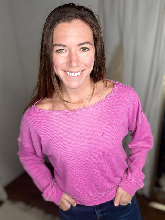 Orchid Mist Raw Edge Pullover