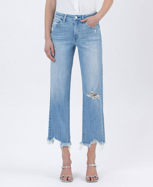 Loveret24: High Rise Distressed Crop Jeans
