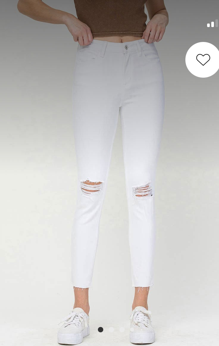 Vervet Haylie Thrilled: White High Rise Skinny Jeans