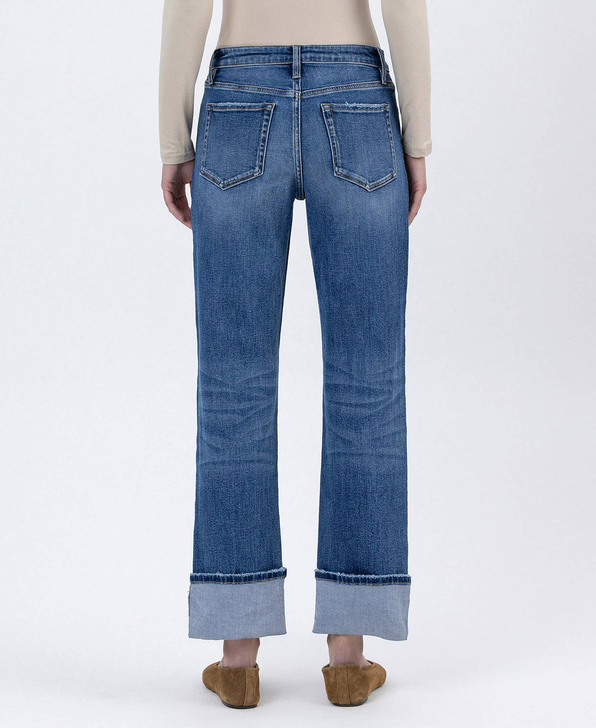 Loveret08: High Rise Cuffed Straight Jeans