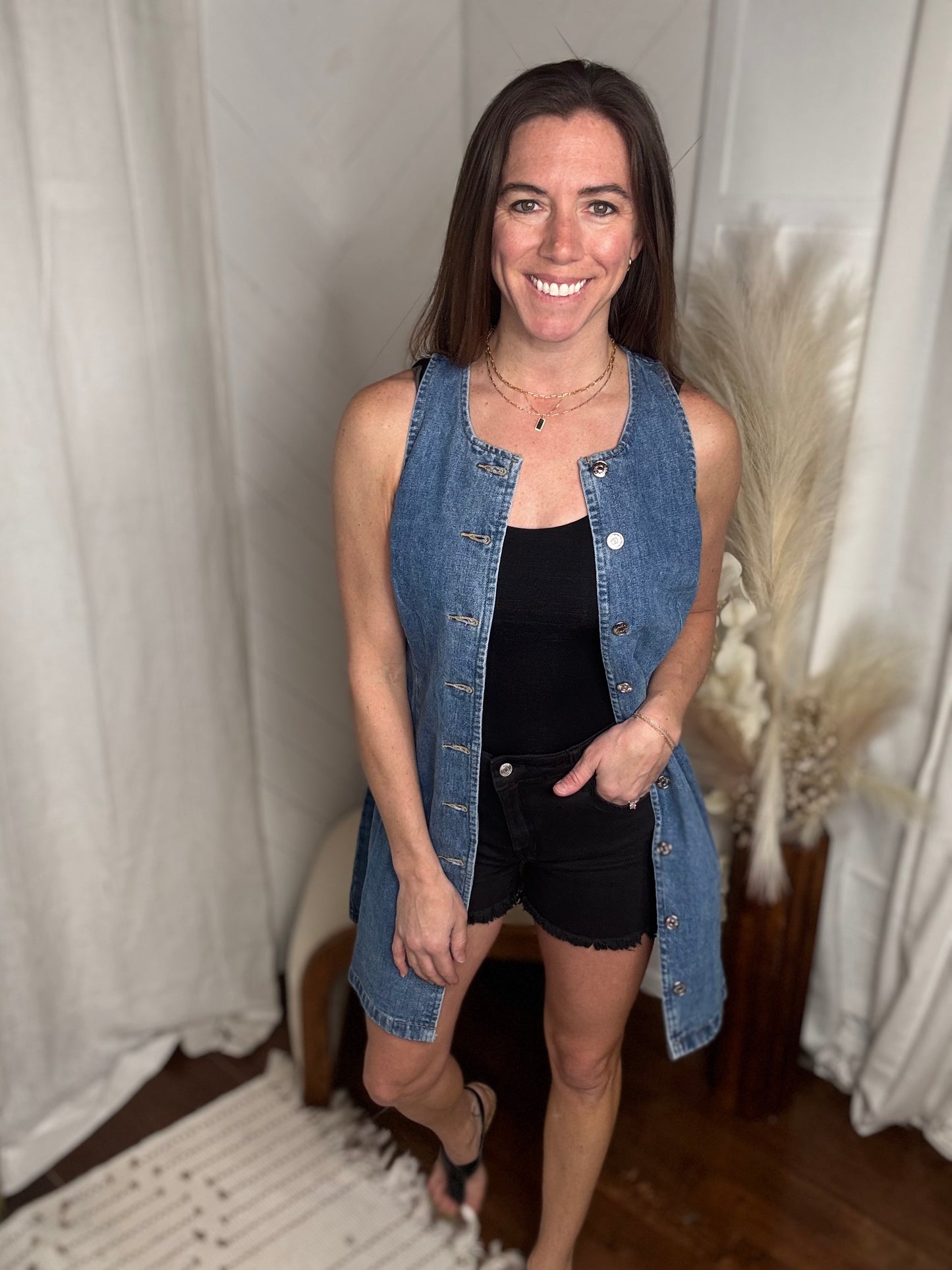 Denim Sleeveless Button Down Dress