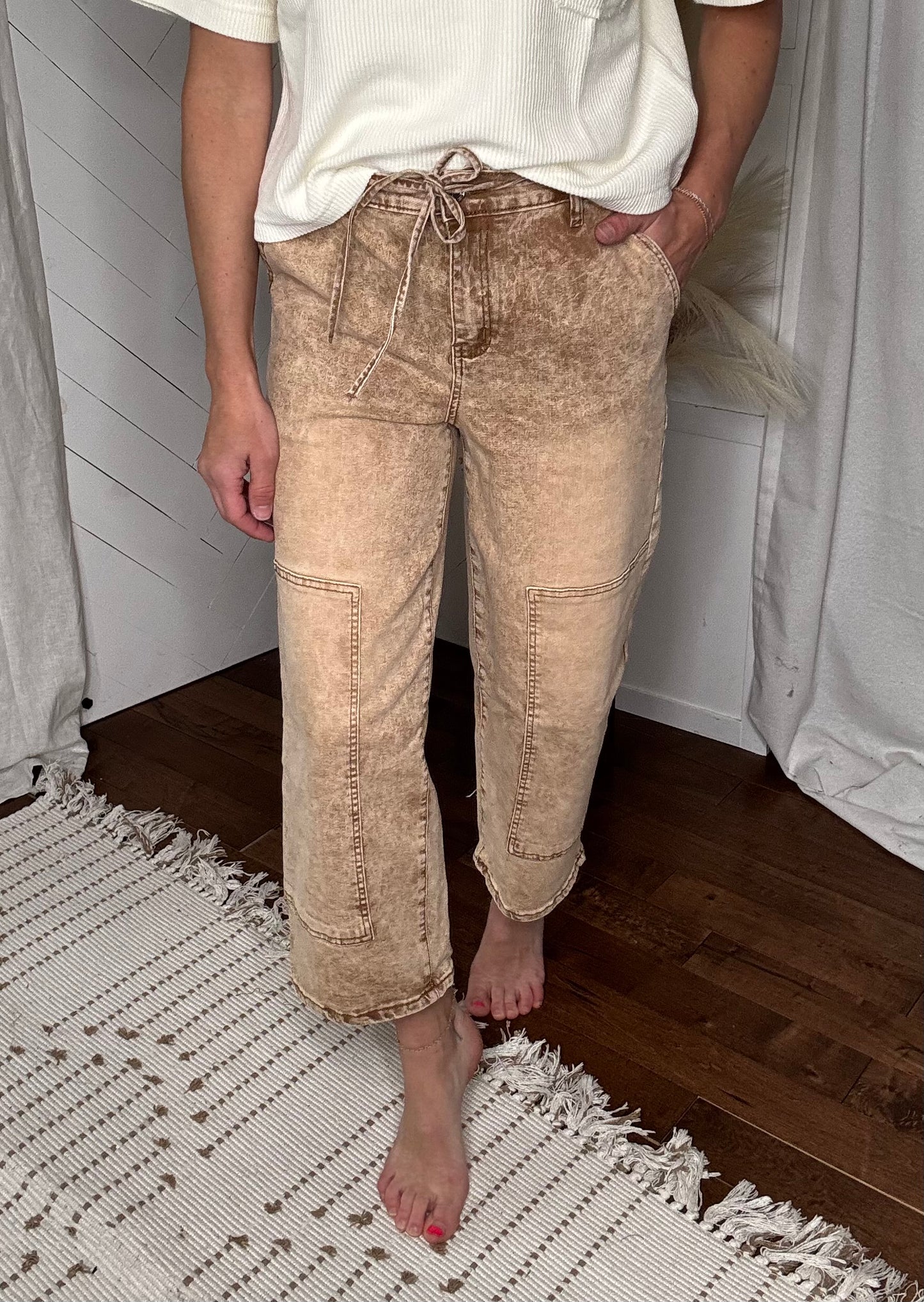 Sand Acid Washed Barrel Pants