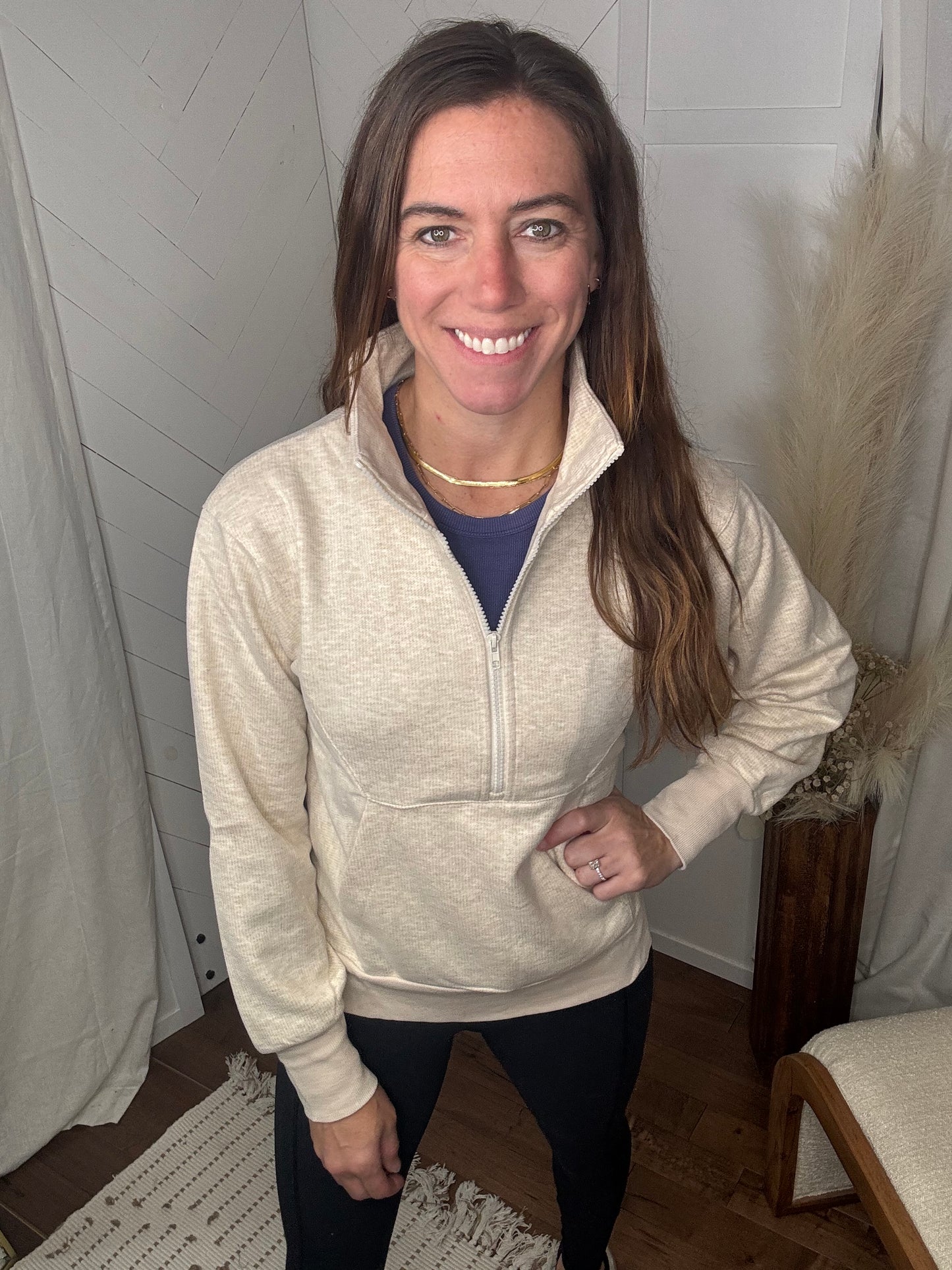 Ecru Haven Half Zip Knit