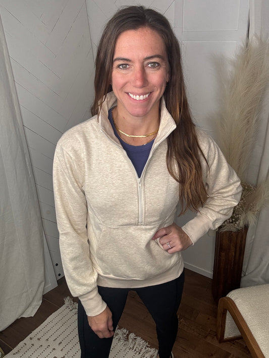 Ecru Haven Half Zip Knit