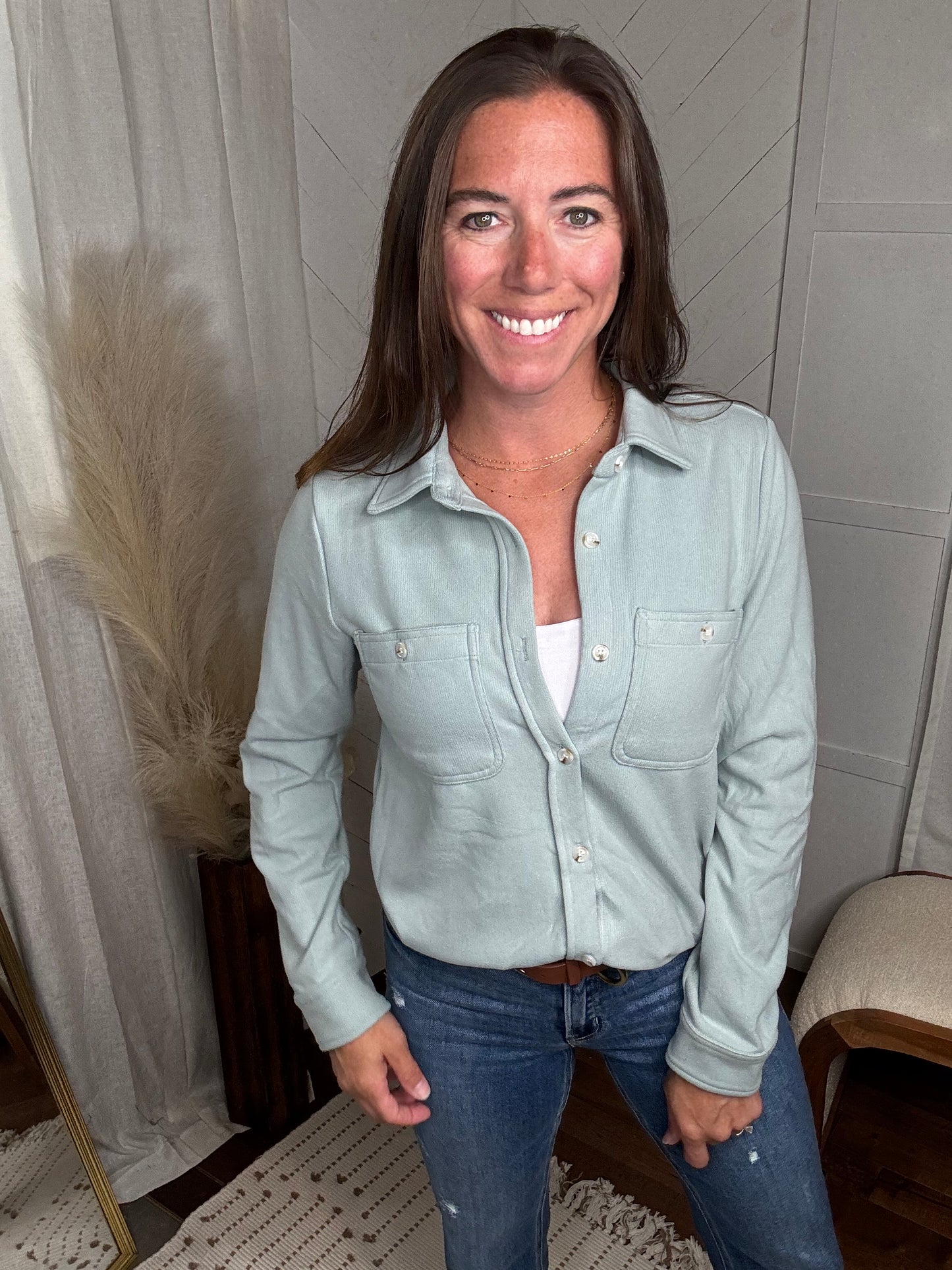 Lt. Blue Soft Button Up