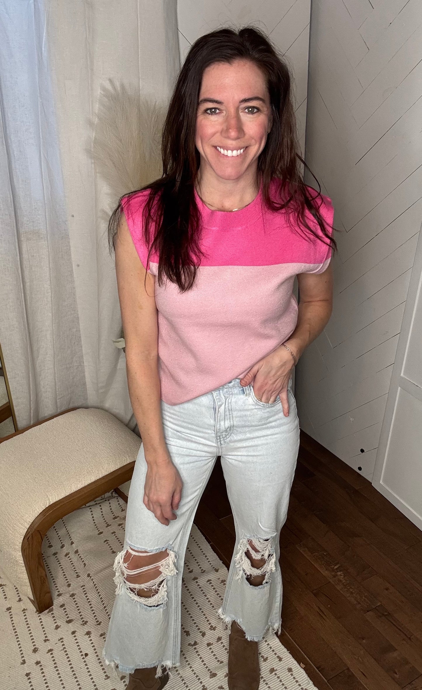 Muscle Crewneck Sweater: Pink
