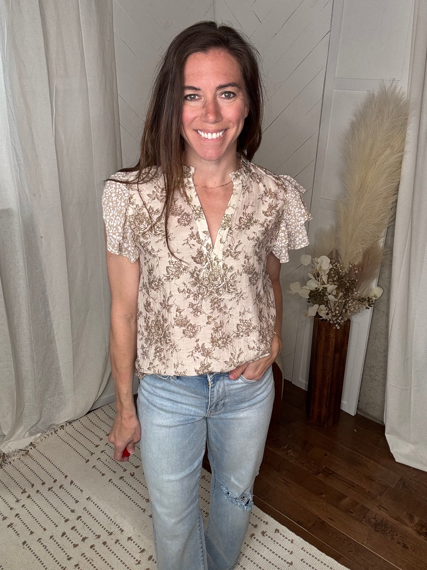 Whisper Ruffle Sleeve Top