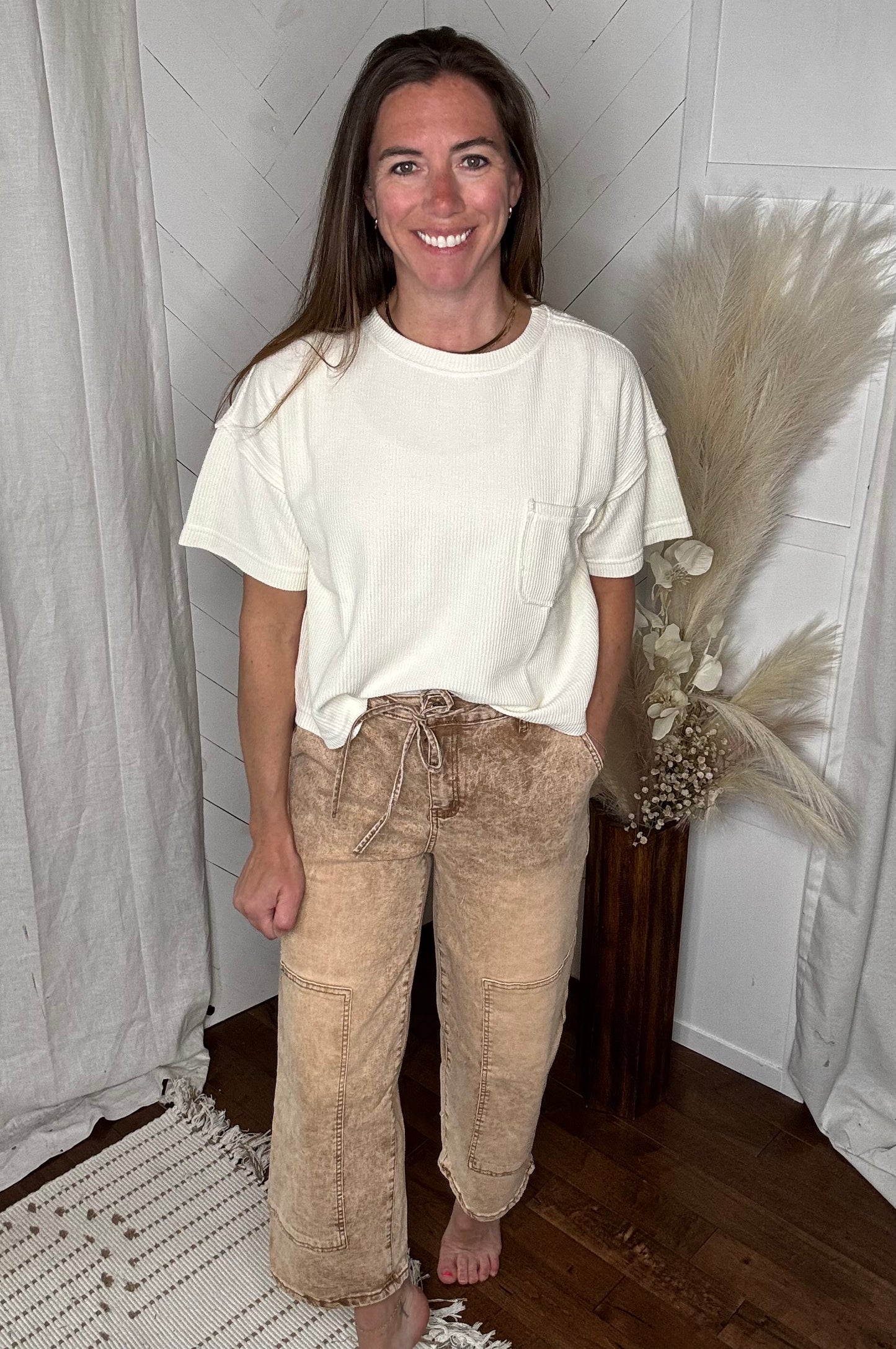 Sand Acid Washed Barrel Pants