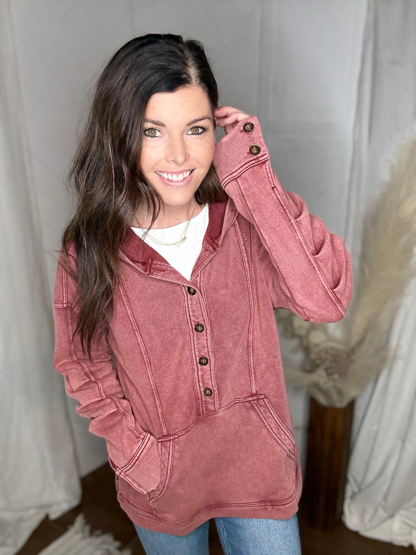 Washed in Burgundy Hooded Tunic