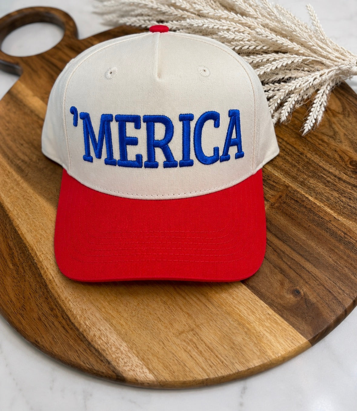 Merica’ Embroidered Trucker Hat : Red