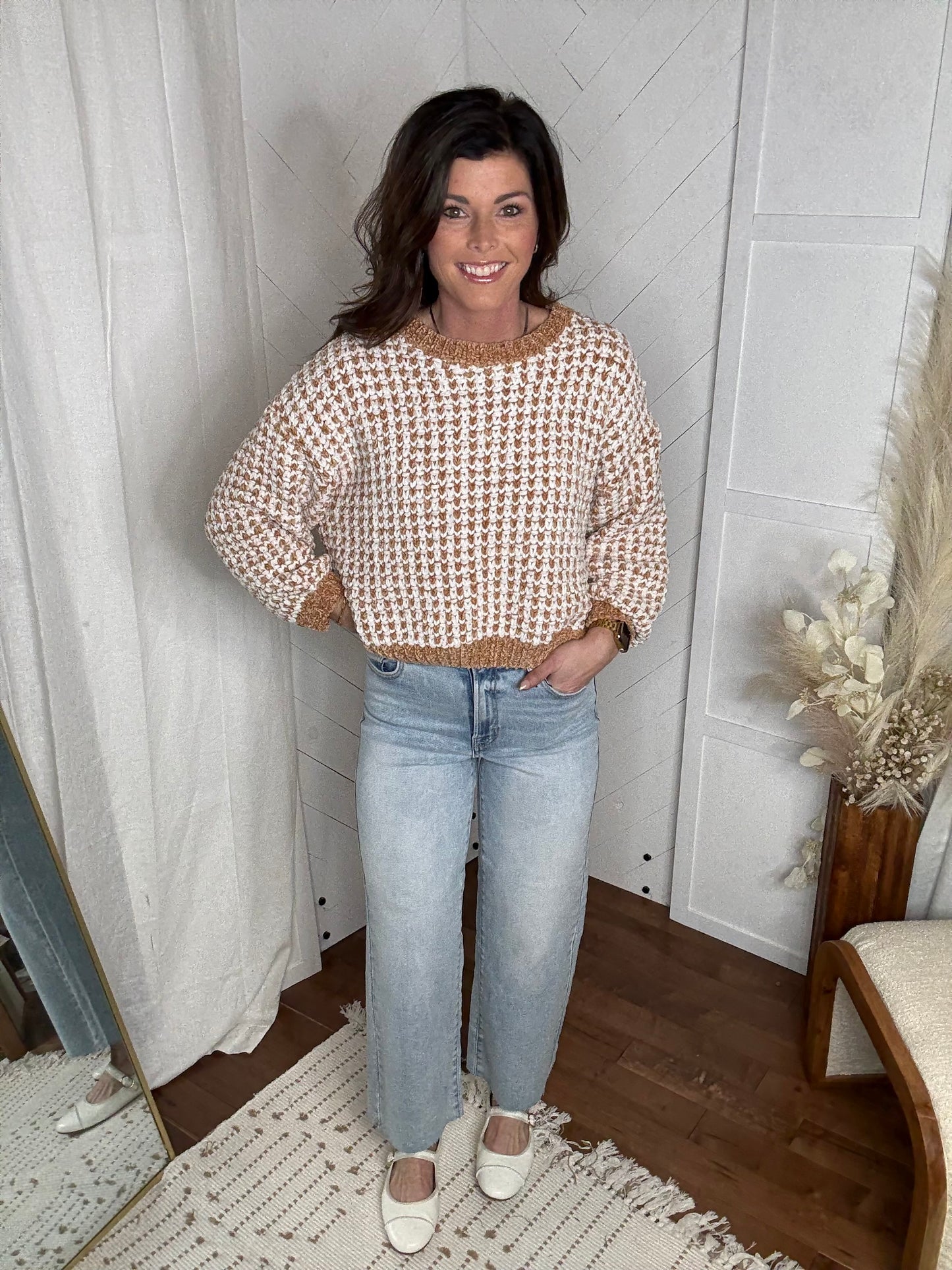 Chic Contrast Chenille Sweater