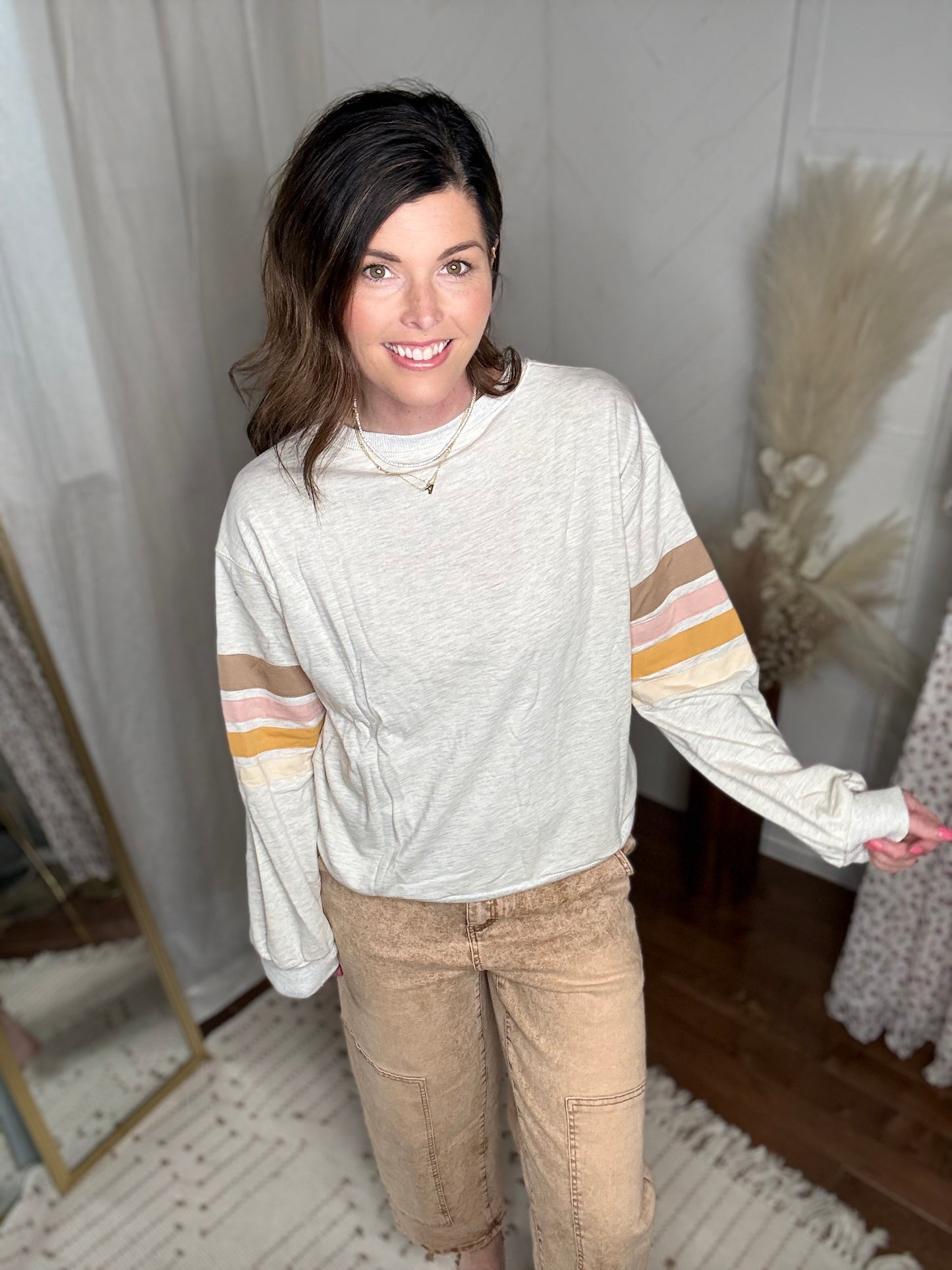 Weekend Vibes Striped Sweatshirt