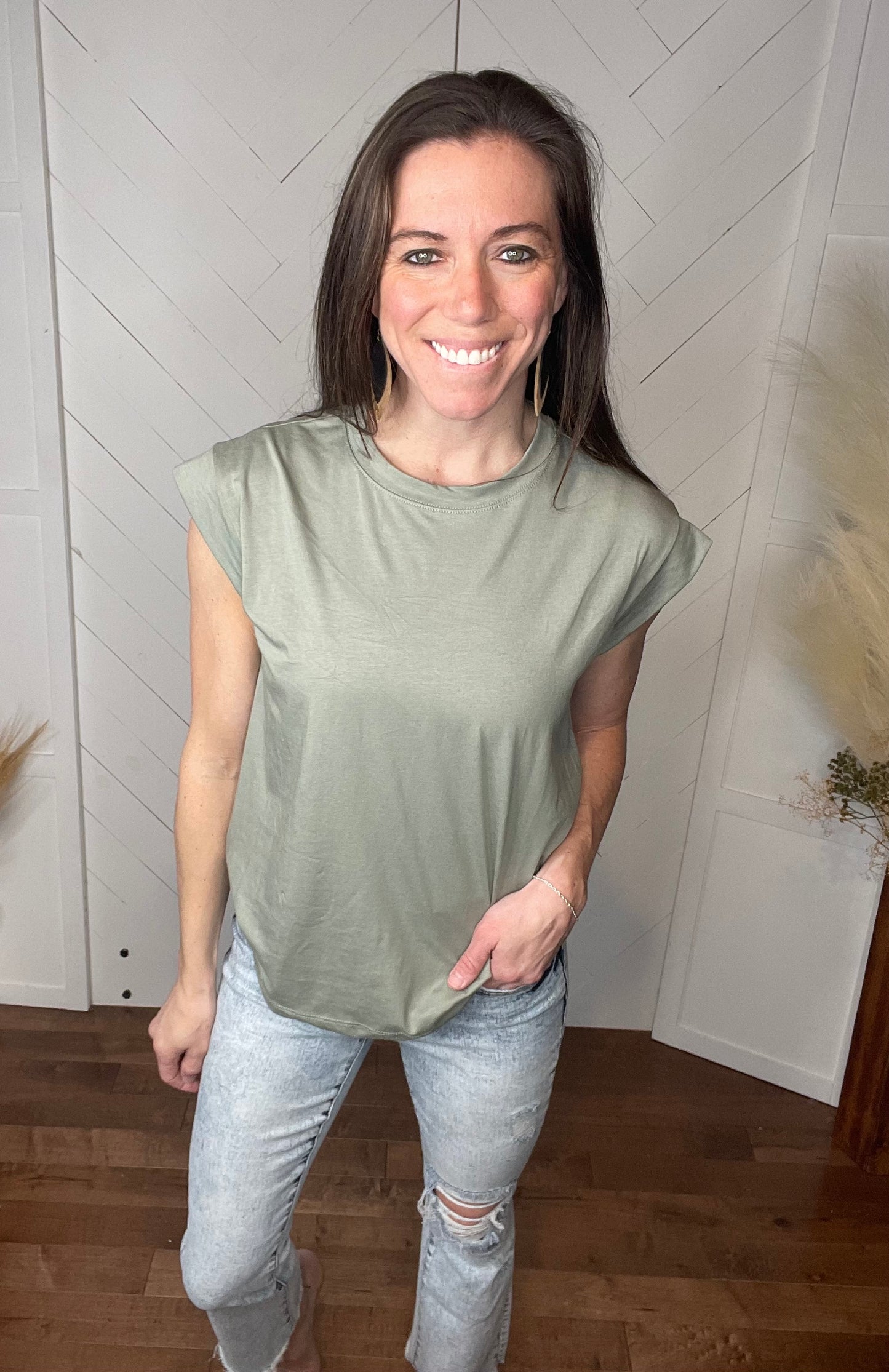 Stella Short Sleeve Top: Dark Sage