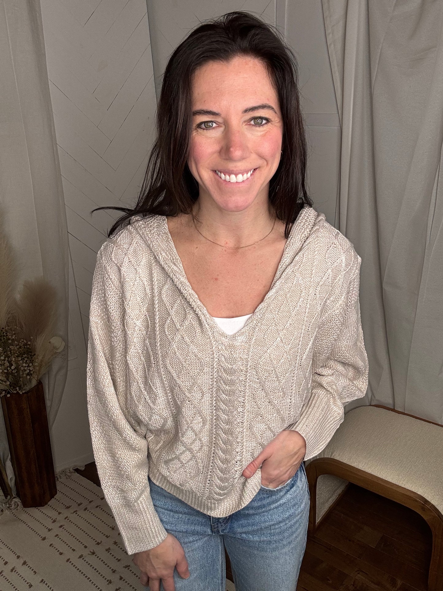 Dolman Hooded Oatmeal Sweater