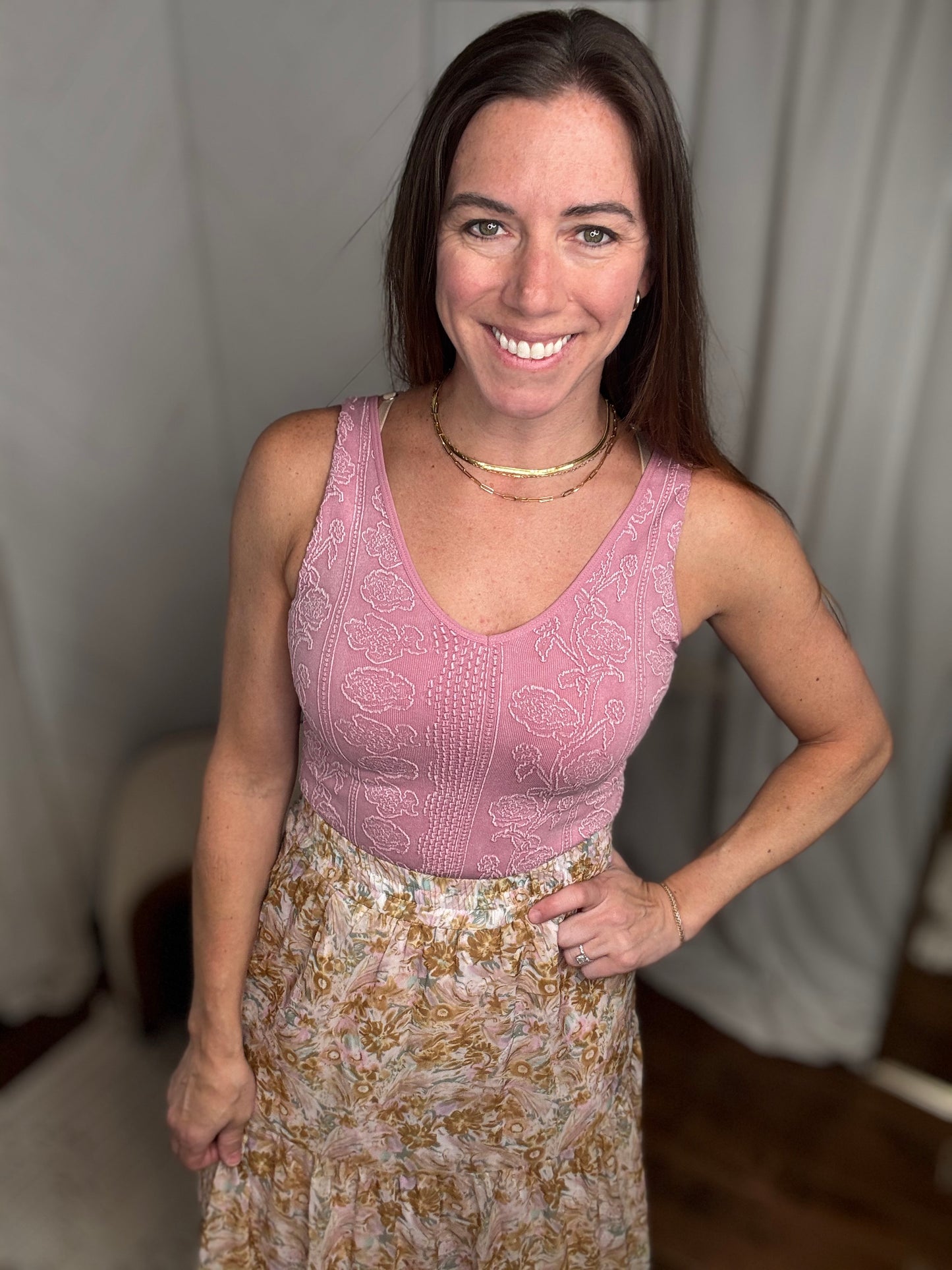 Rose Pink Floral Tank