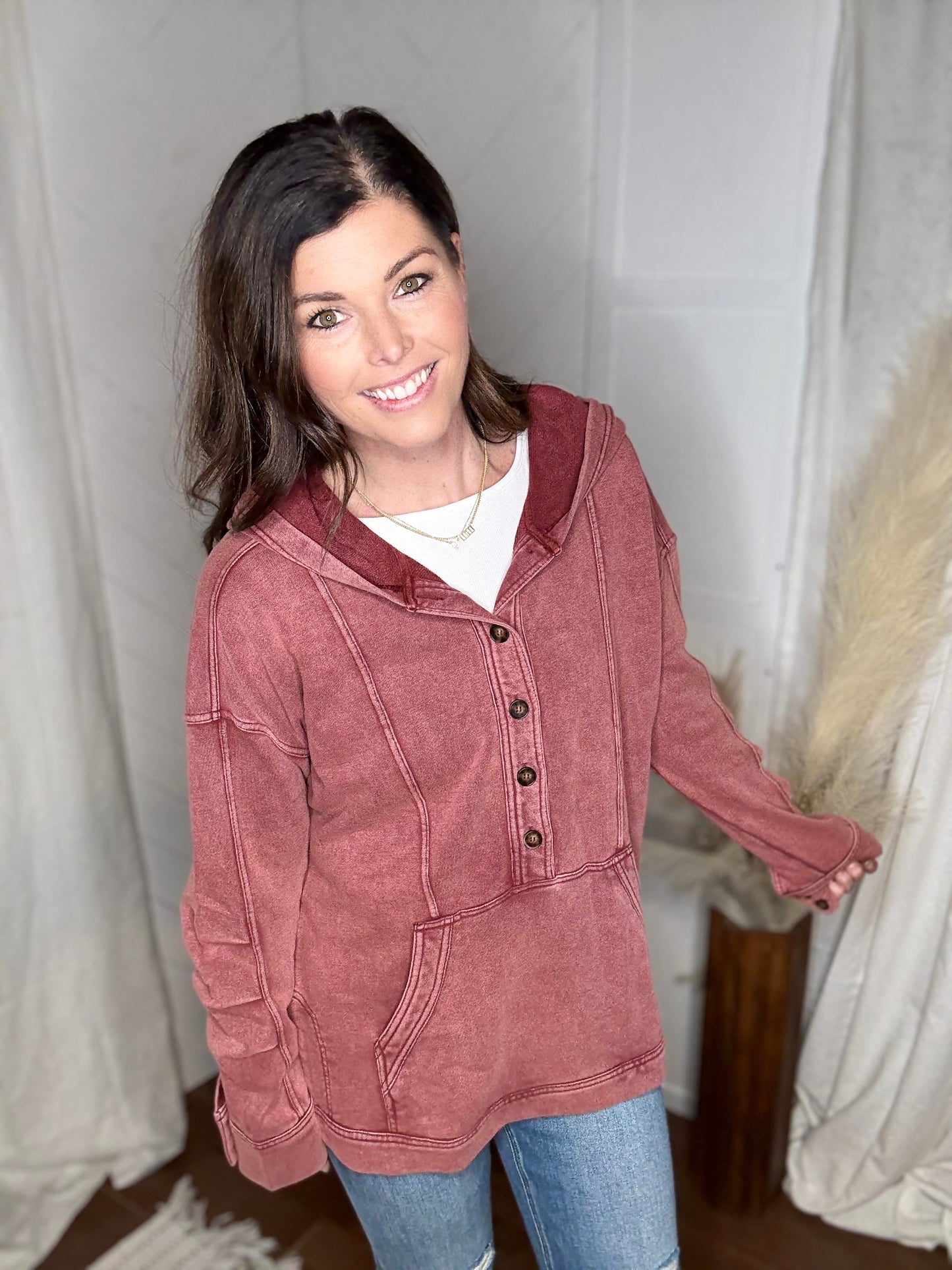 Washed in Burgundy Hooded Tunic
