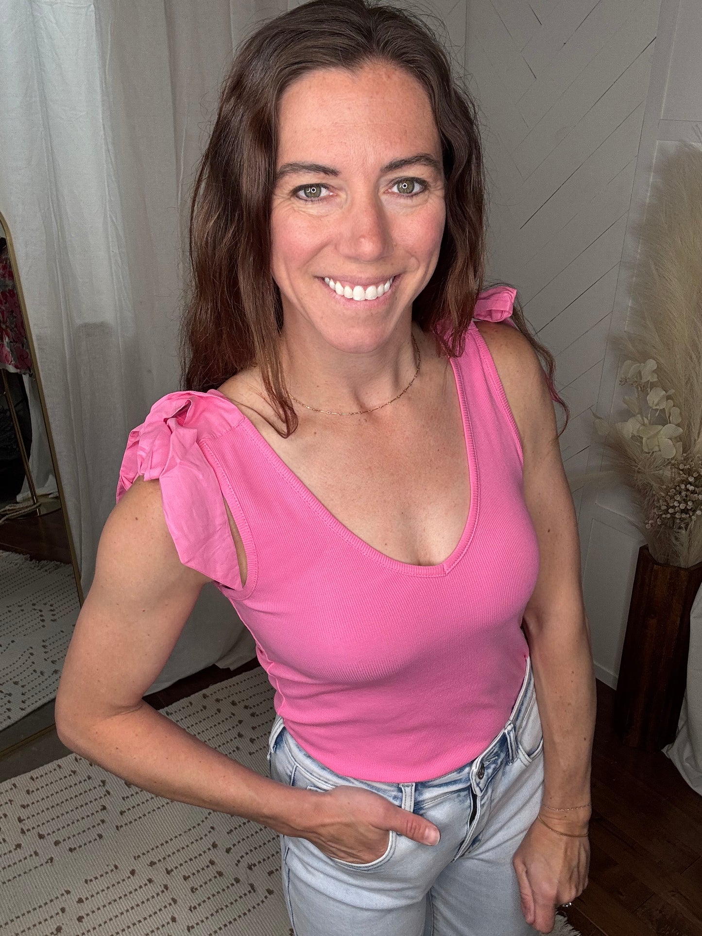 Bow Tied Tank: Pink