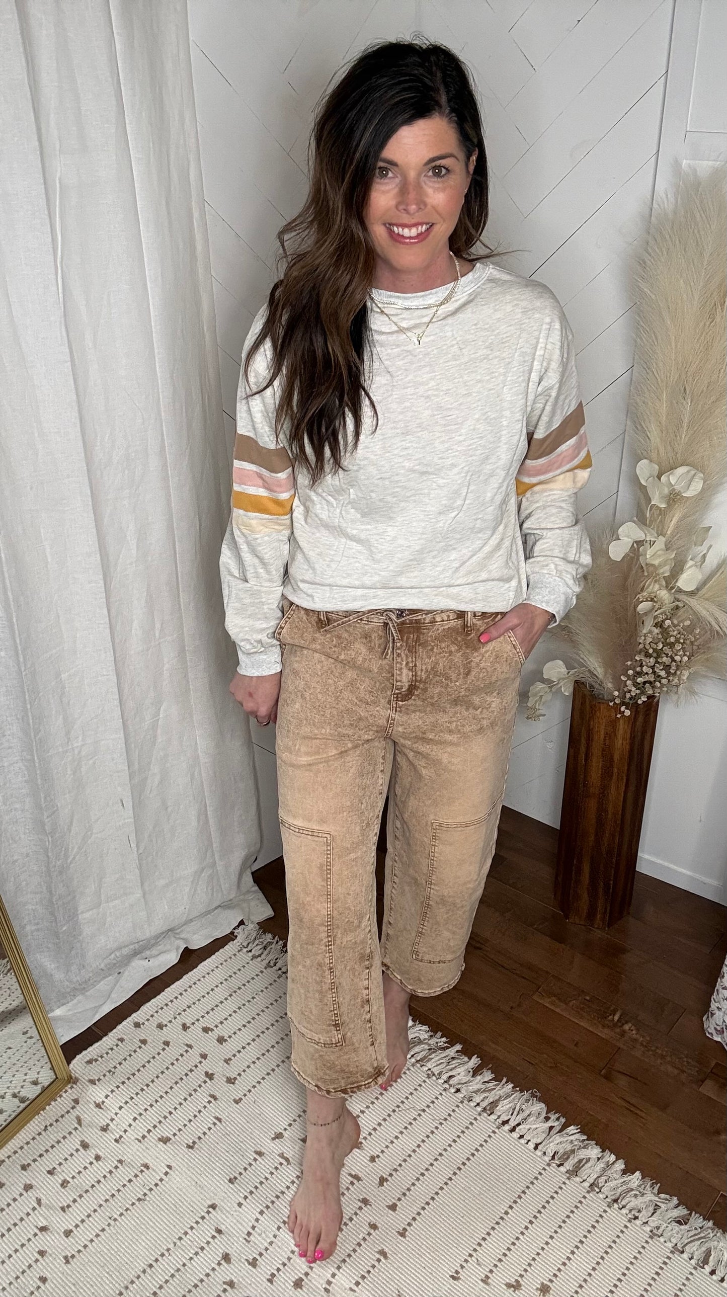 Sand Acid Washed Barrel Pants