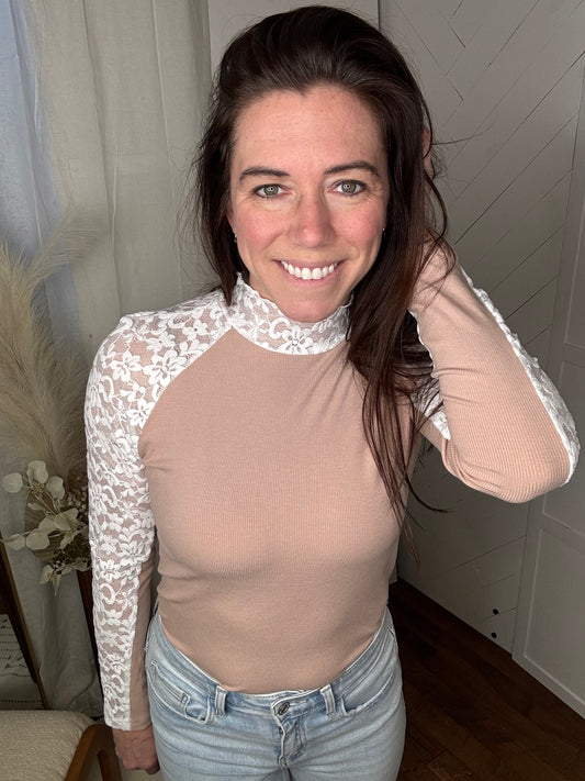 Blush Floral Lace Long Sleeve