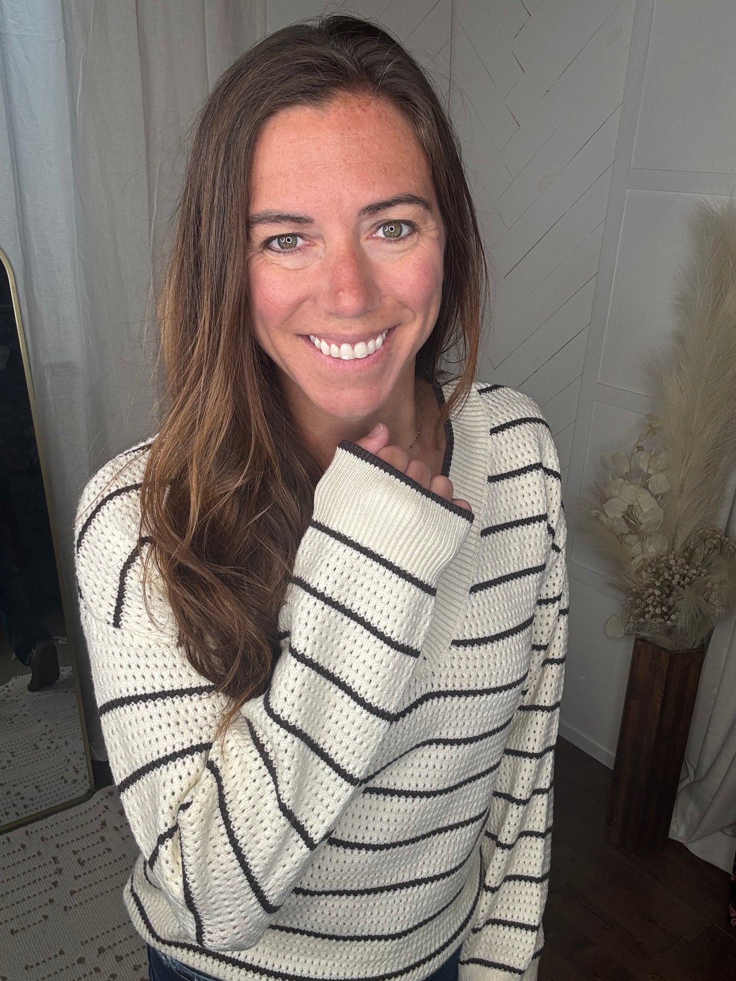 Mocha Striped Knit Sweater