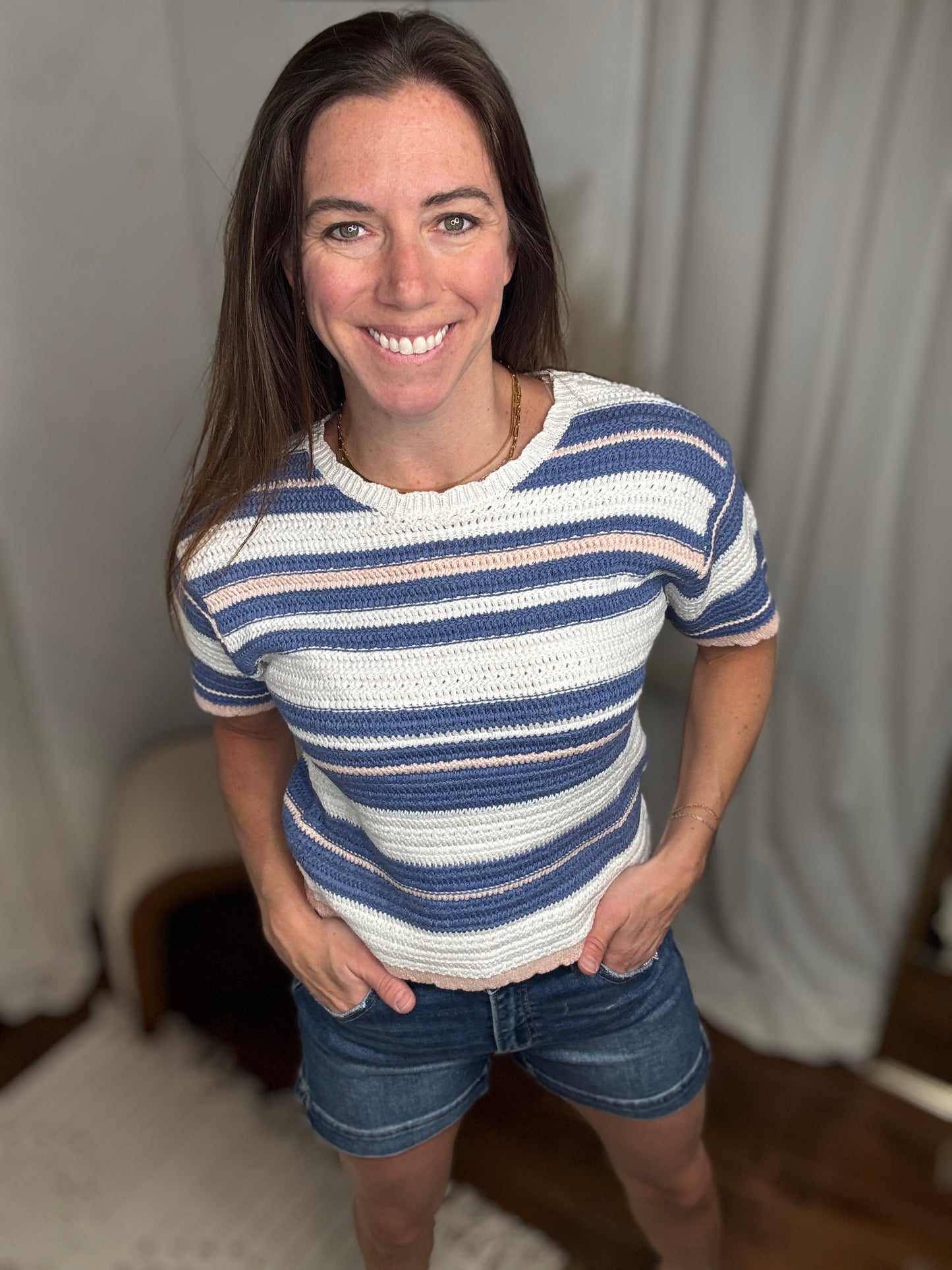 Peach Coast Stripe Sweater