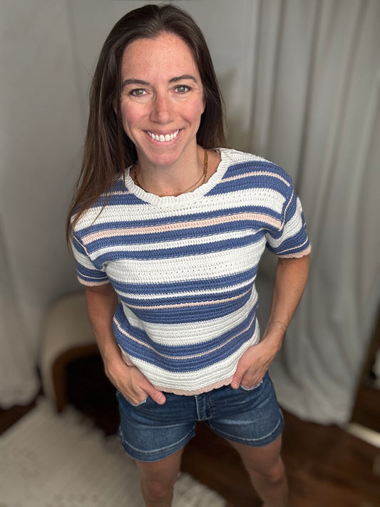 Peach Coast Stripe Sweater