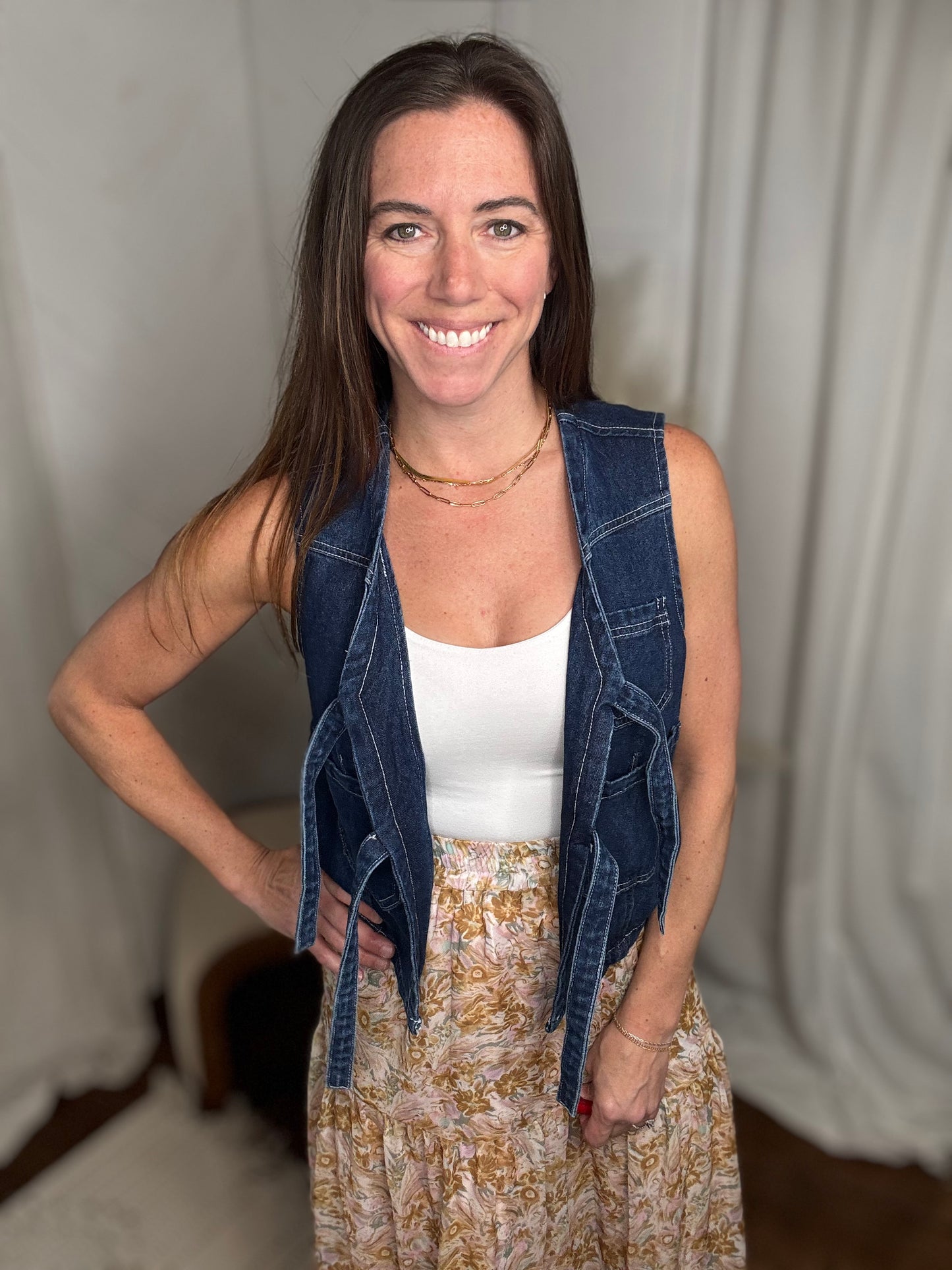 Denim Darling Tie Vest