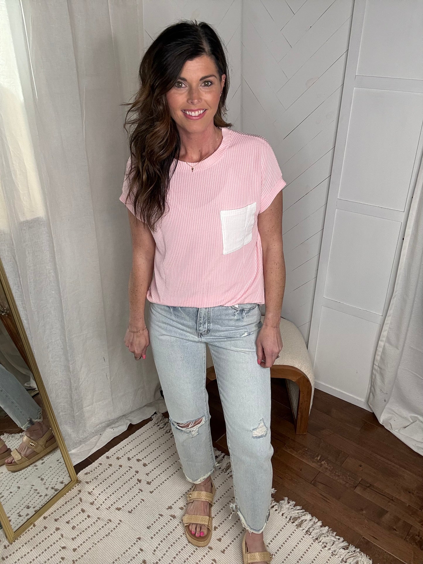 Blush Block Pocket Tee