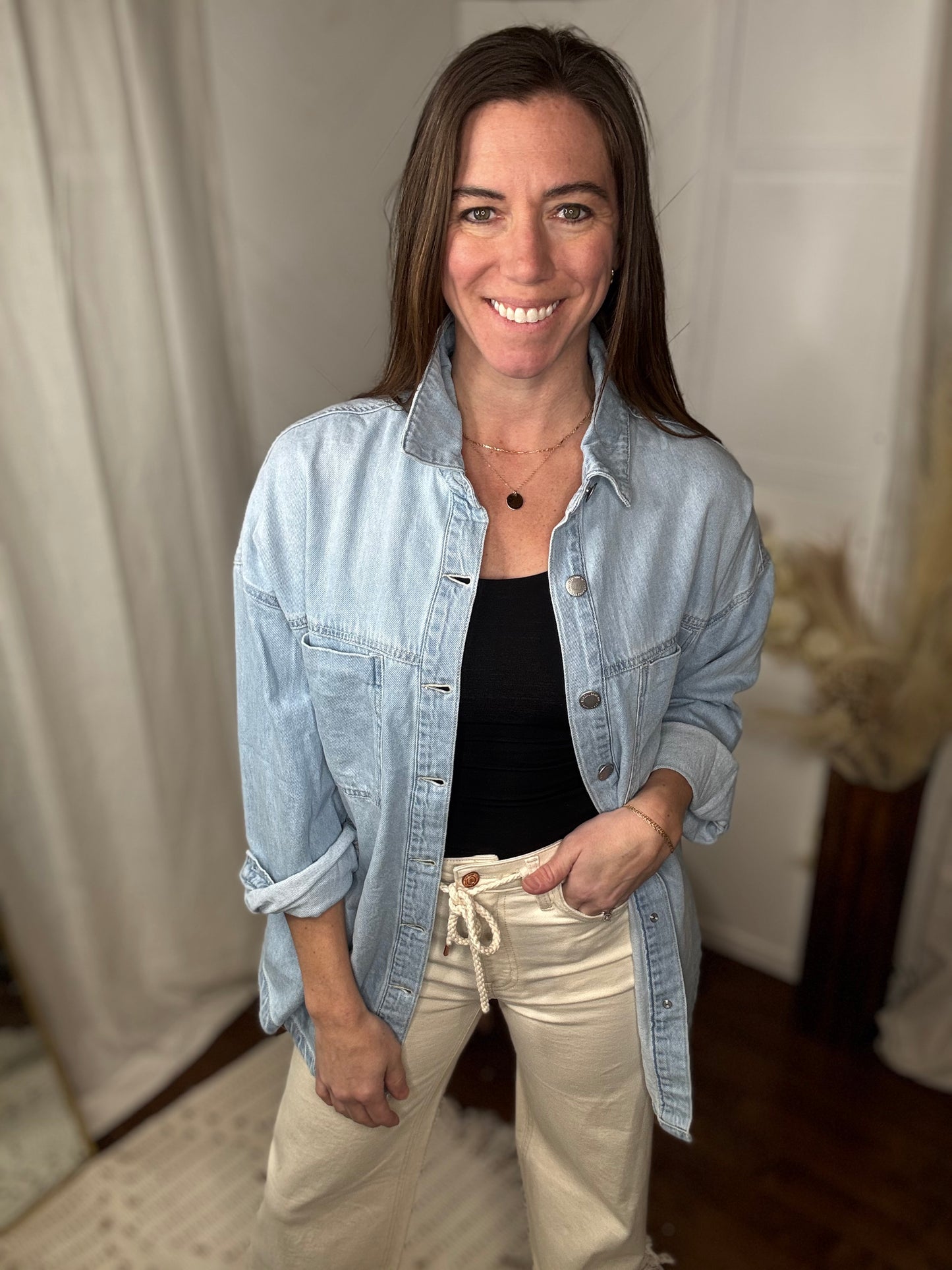 Vervet: Natural High Rise Drawstring Wide Leg Jeans