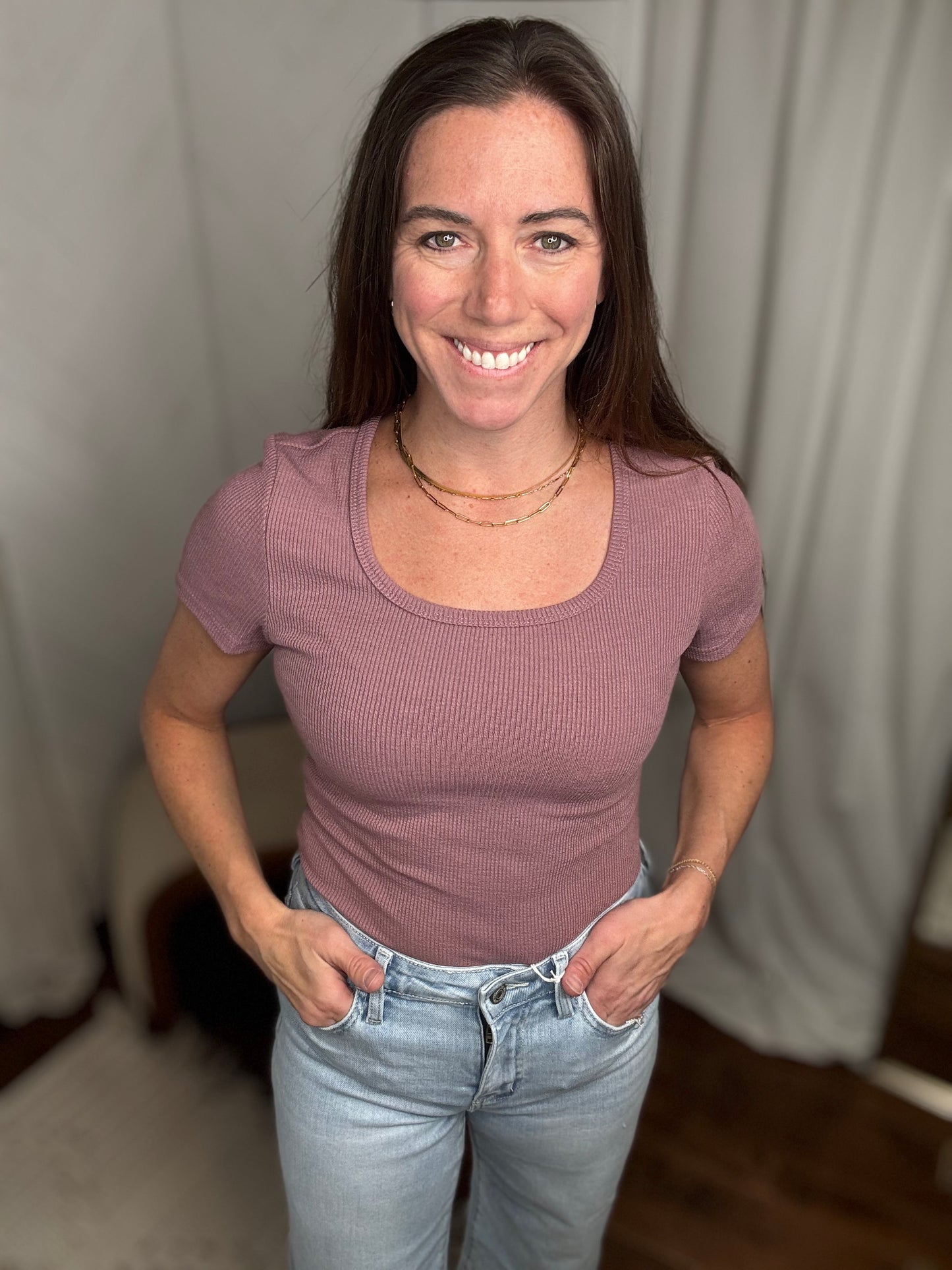 Faded Fig Ribbed Sweater Tee