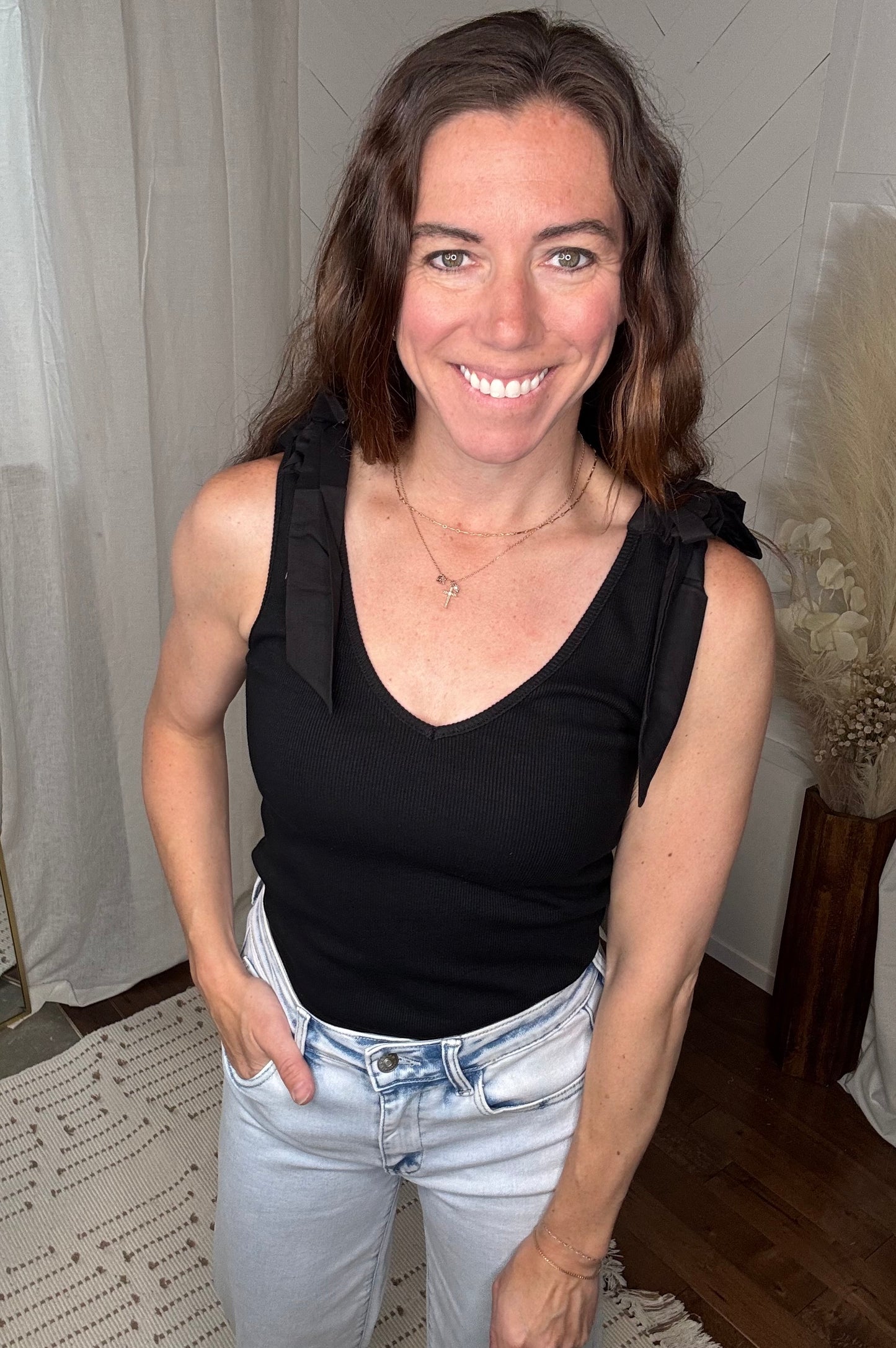 Bow Tied Tank: Black