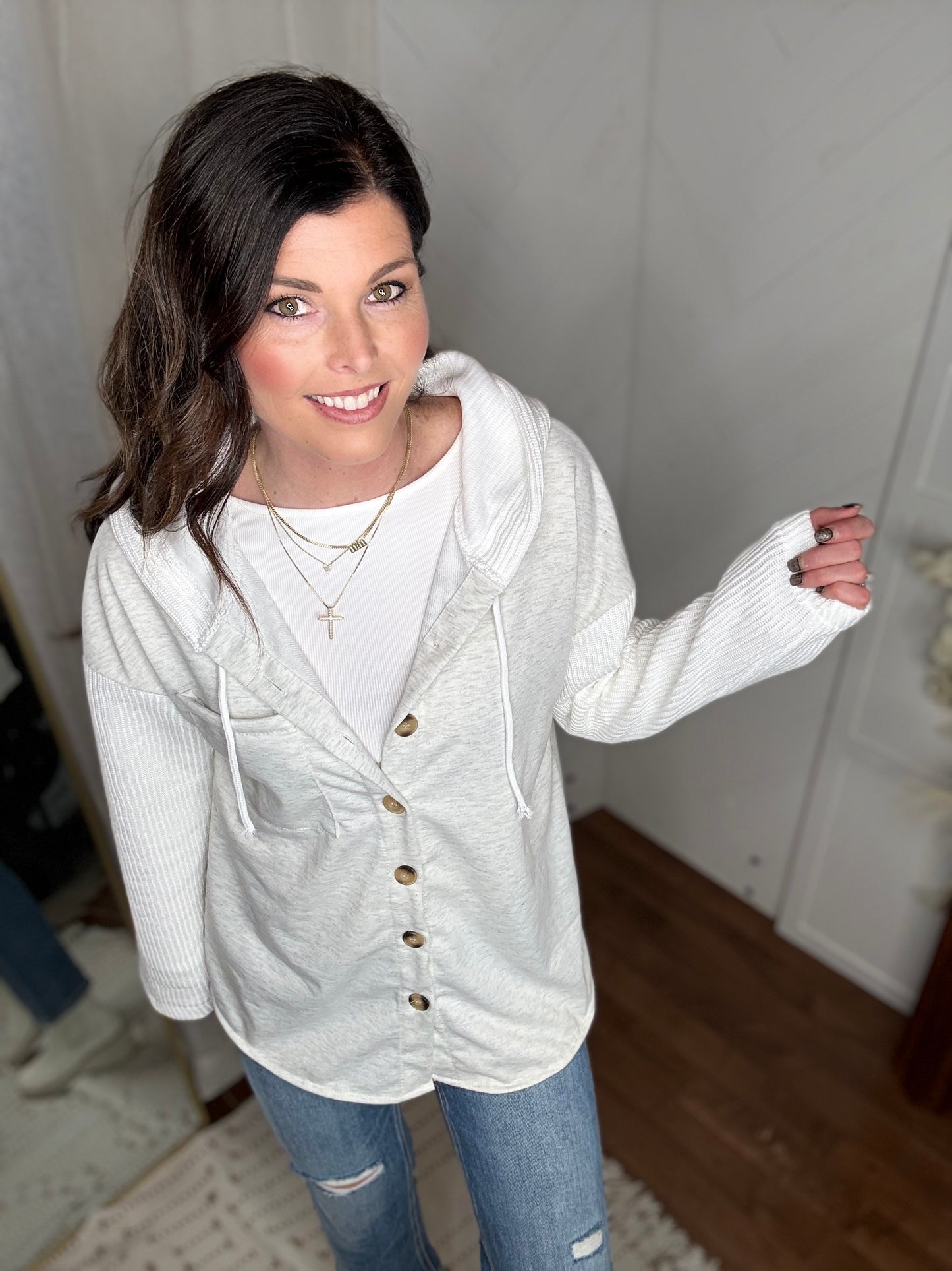 Grey Weekend Layered Hooded Jacket