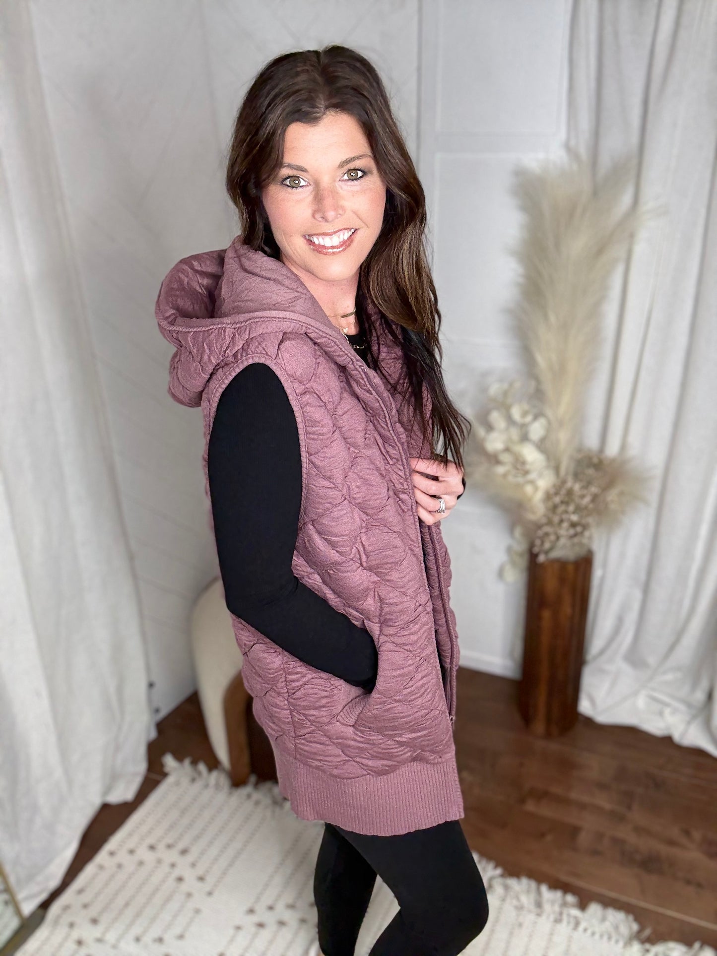 Rose Oversized Quilted Vest