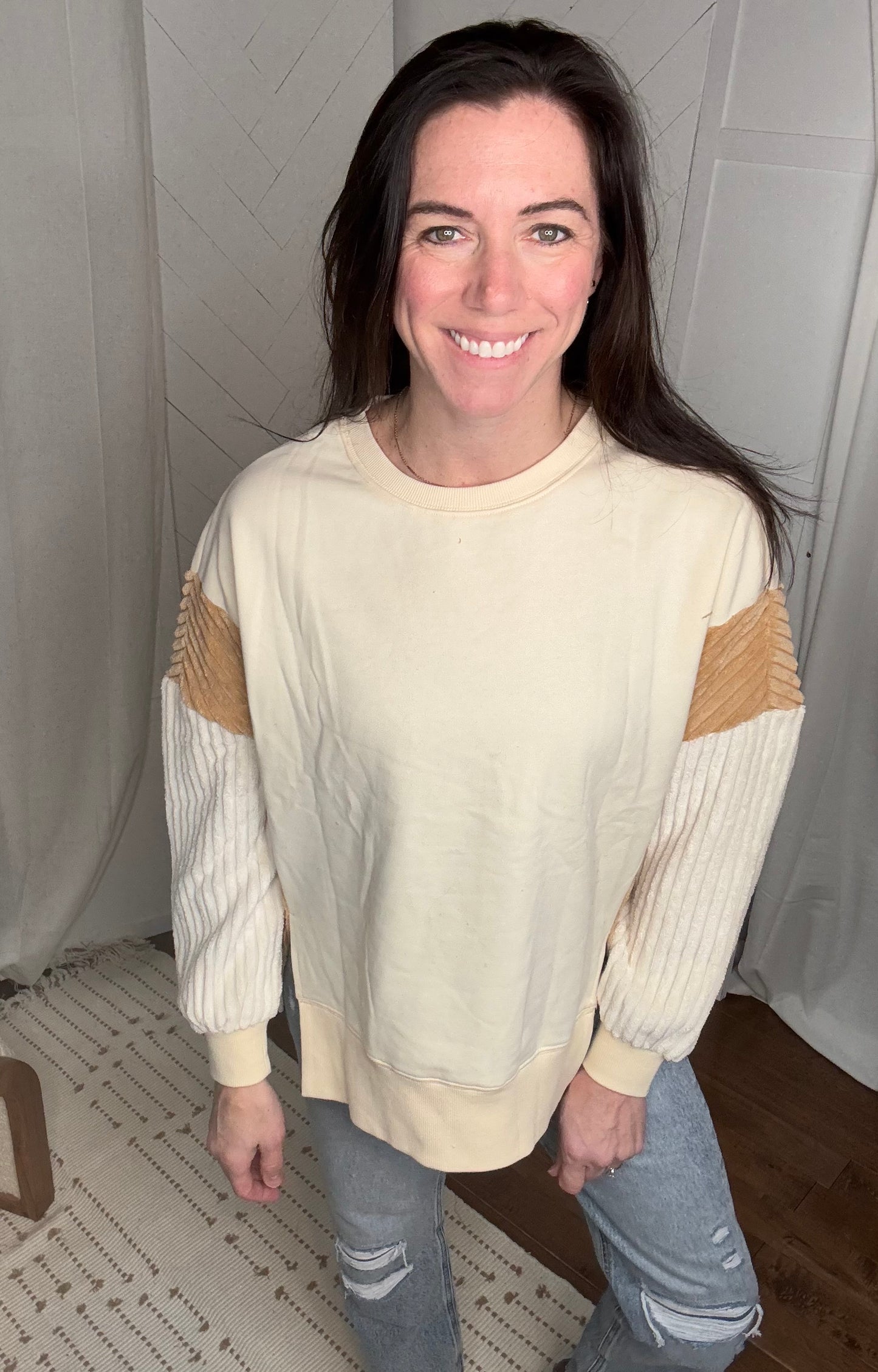 Corduroy Patchwork Sweatshirt