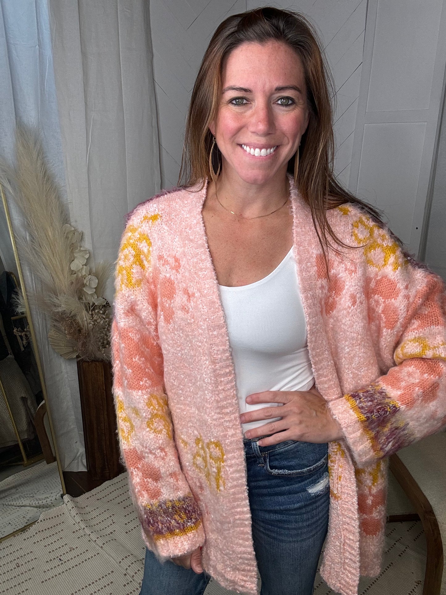 Fuzzy Floral Cardigan