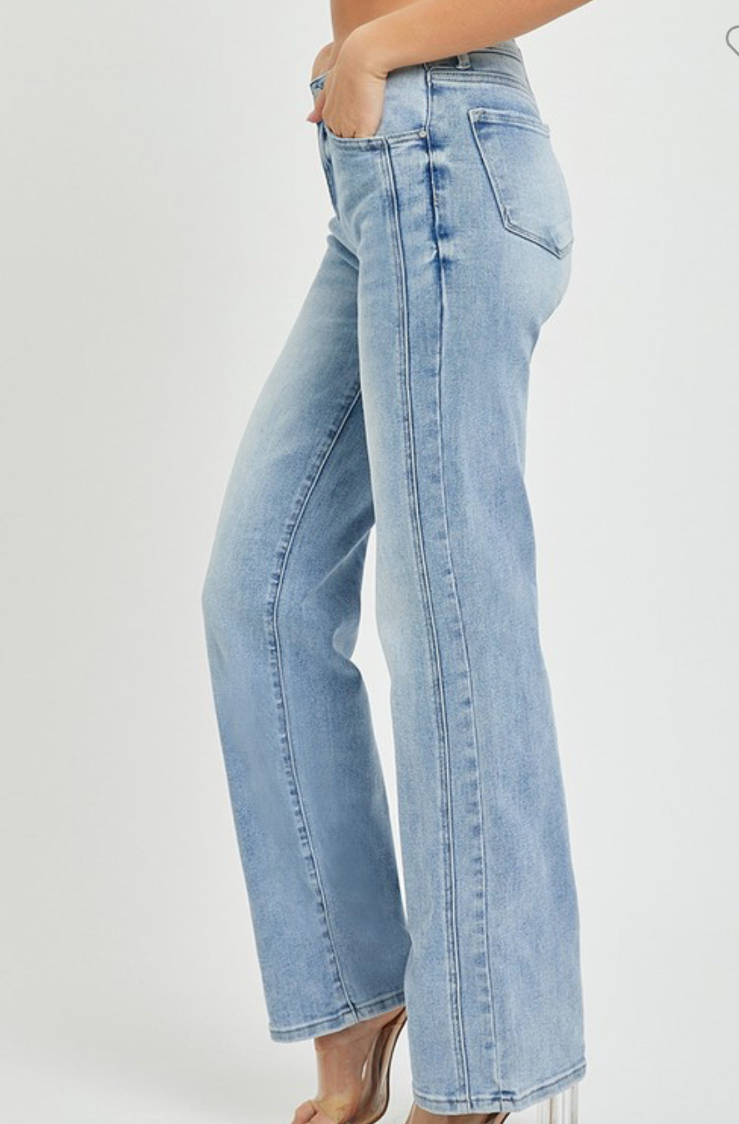 Risen24: Mid Rise Straight Leg Jeans