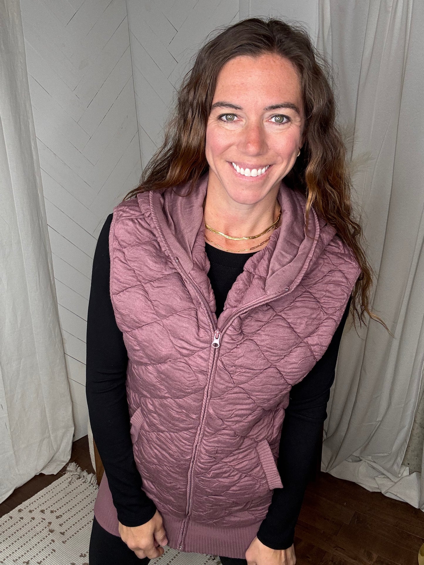 Rose Oversized Quilted Vest