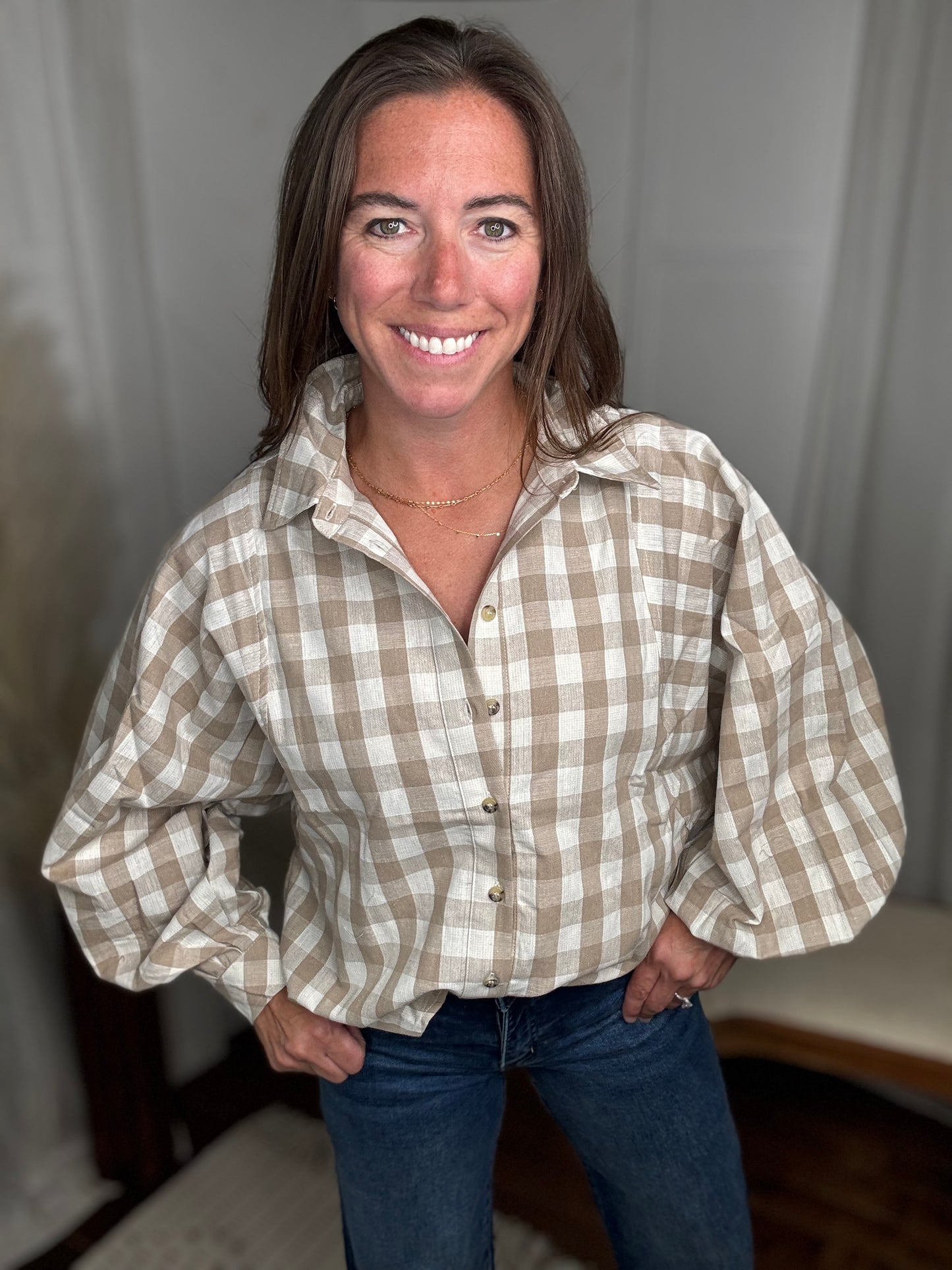 Linen & Taupe Weekend Gingham Shirt
