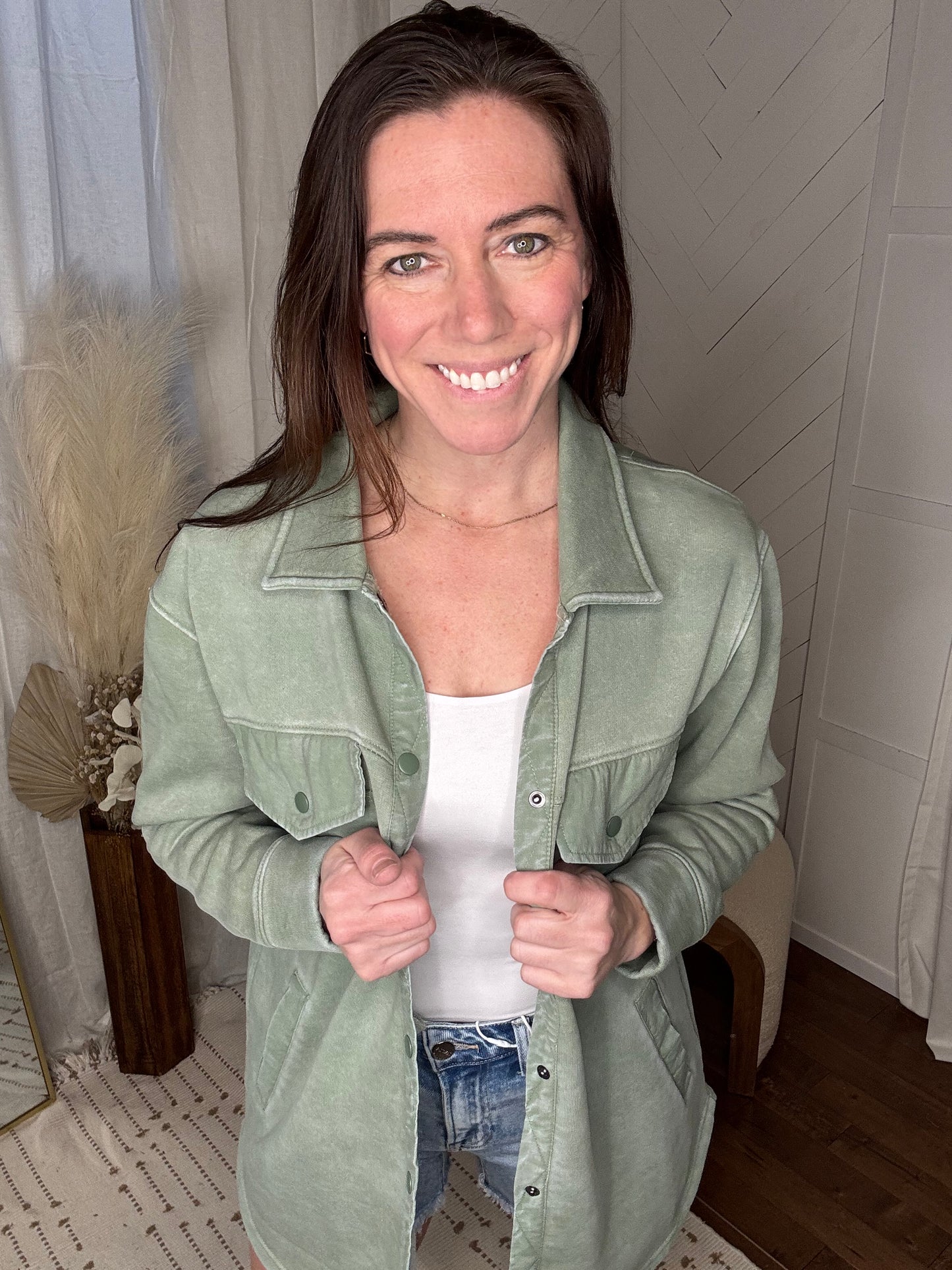 Cozy Snap Jacket: Moss
