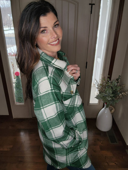 Oversized Green Button Up Shacket