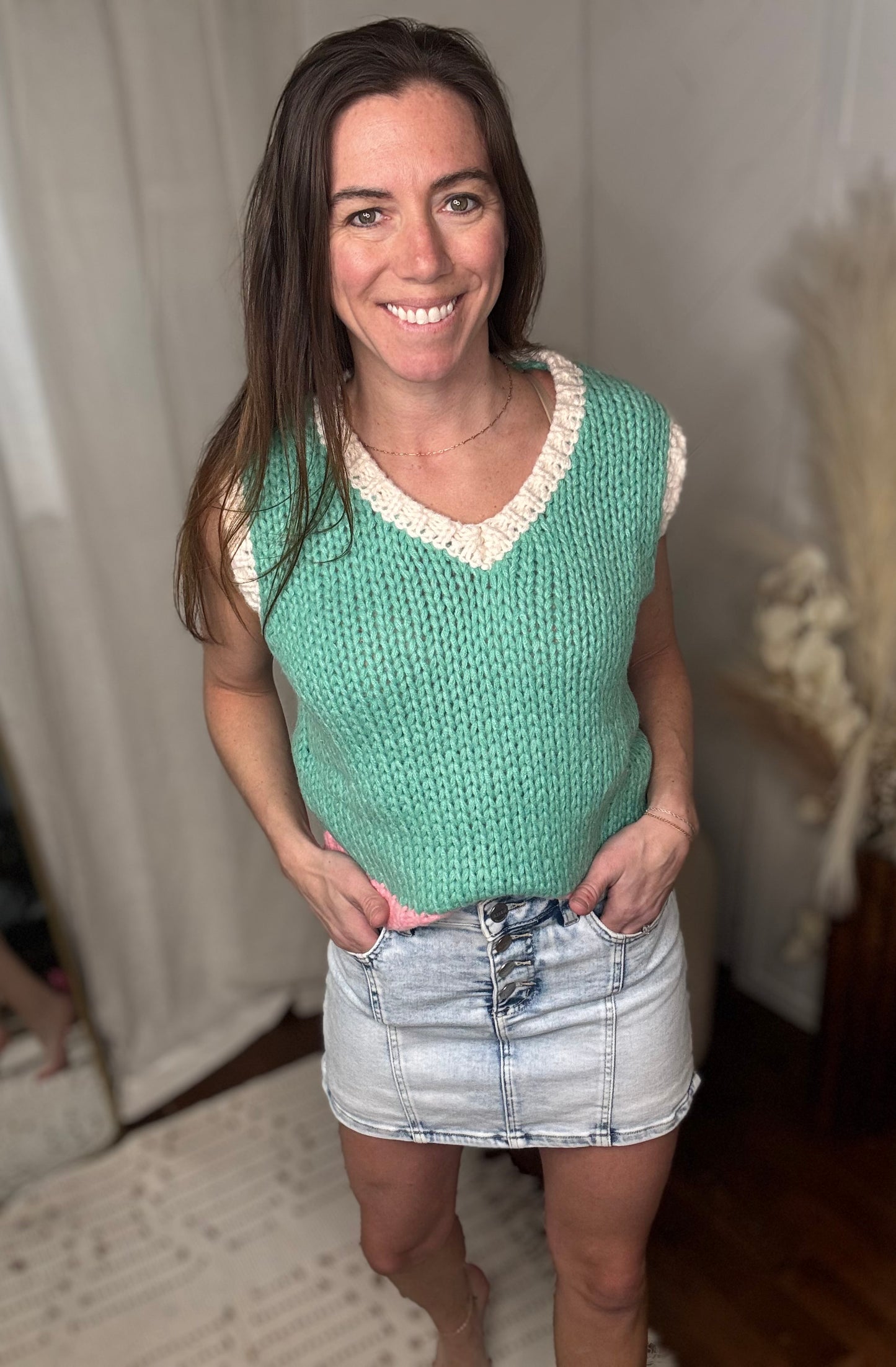 Seaside Blush Colorblock Sweater Tank