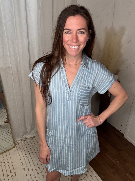 Denim Striped Mini Dress